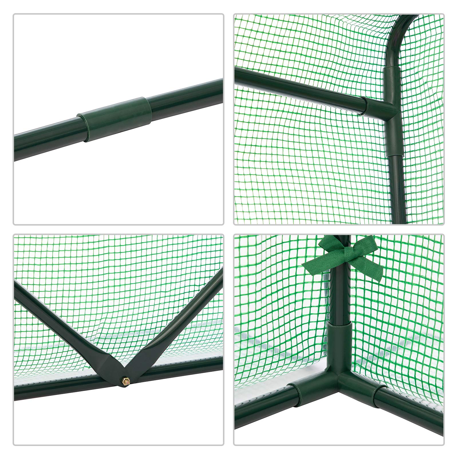 LARMNEE Serre de Jardin, Serre Tomate, Toit Incliné, Anti-Accumulation de Pluie, Cadre métallique Solide et Film PE Plus Long, avec Porte Enroulable, Anti-UV, 150 x 50 x 150 cm, Vert EGN31GH02
