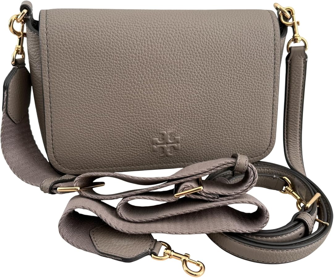 Tory Burch 144688 Thea Flap Grey Heron With Gold Hardware Women's