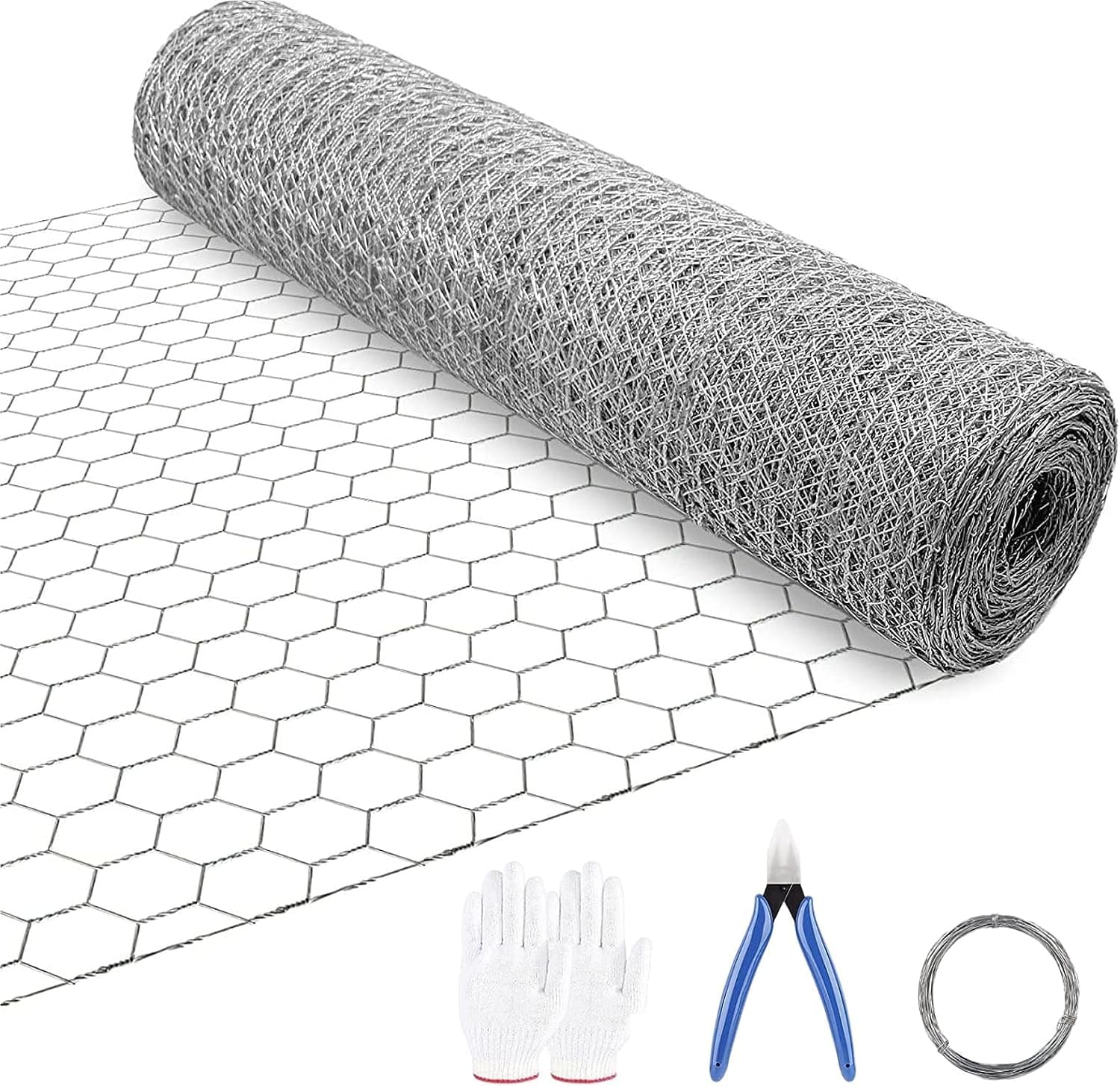 Chicken Wire Fencing 16.9 Inch x 32.8 Ft, Poultry Wire Netting 0.6 Inch Hexagonal Galvanized Floral Fence Mesh for Pet Rabbit Coop