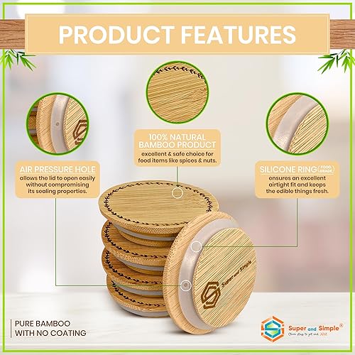 Miniatura 2 de 4-24 tapas para tarros Oui  Hermoso patrón de anillos de hojas o elige un patrón  Tapas de bambú reutilizables para tarros de yogur Oui  Tapas