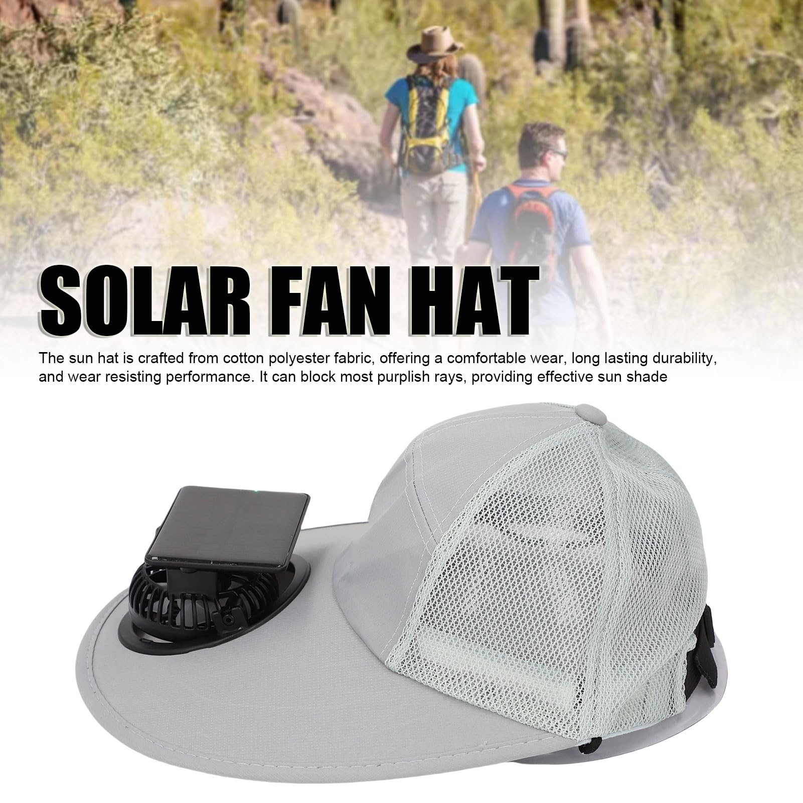 CAPPELLO VENTOLA SOLARE VENTOLA RAFFREDDANTE CAPPELLO DA SOLE ESTIVO PER LAVORO ALL'APERTO PESCA GRIGIO CHIARO
