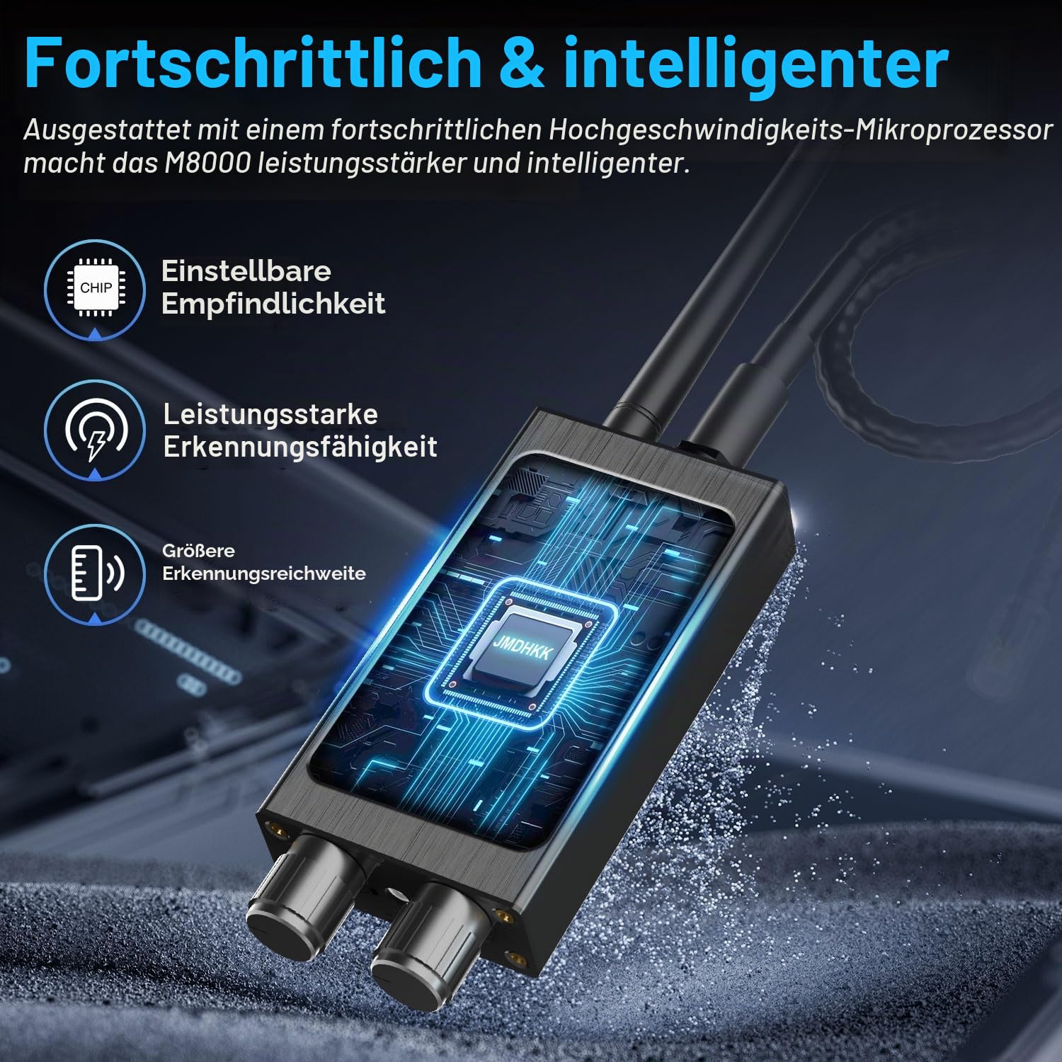 JMDHKK M8000 Versteckter Kamera-Detektor, Wanzenfinder, Kamera-Suchgerät, Abhörgeräte-Detektor für Hotels, Reisen, Fahrzeuge, Büros und öffentliche Umkleidekabinen (Schwarz)