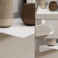 Vista 7 de JOOM Estante flotante de pared de metal blanco, baño pequeño, estantes de exhibición para almacenamiento (blanco, 16 pulgadas)