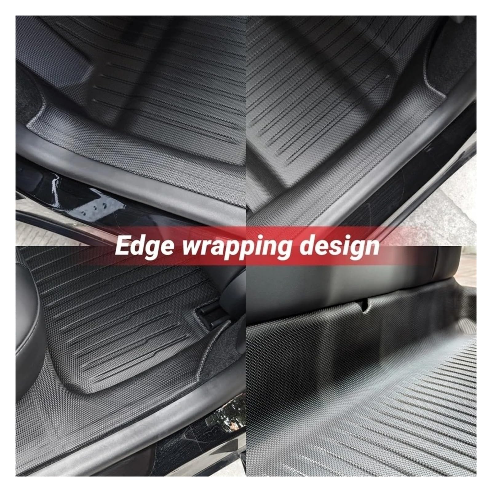 para Tesla para Model Y para Juniper 2025 Alfombrillas de Piso TPE Kit Completo con Revestimiento de umbral de Puerta y Revestimiento de Carga (3 Piezas de Alfombrillas)