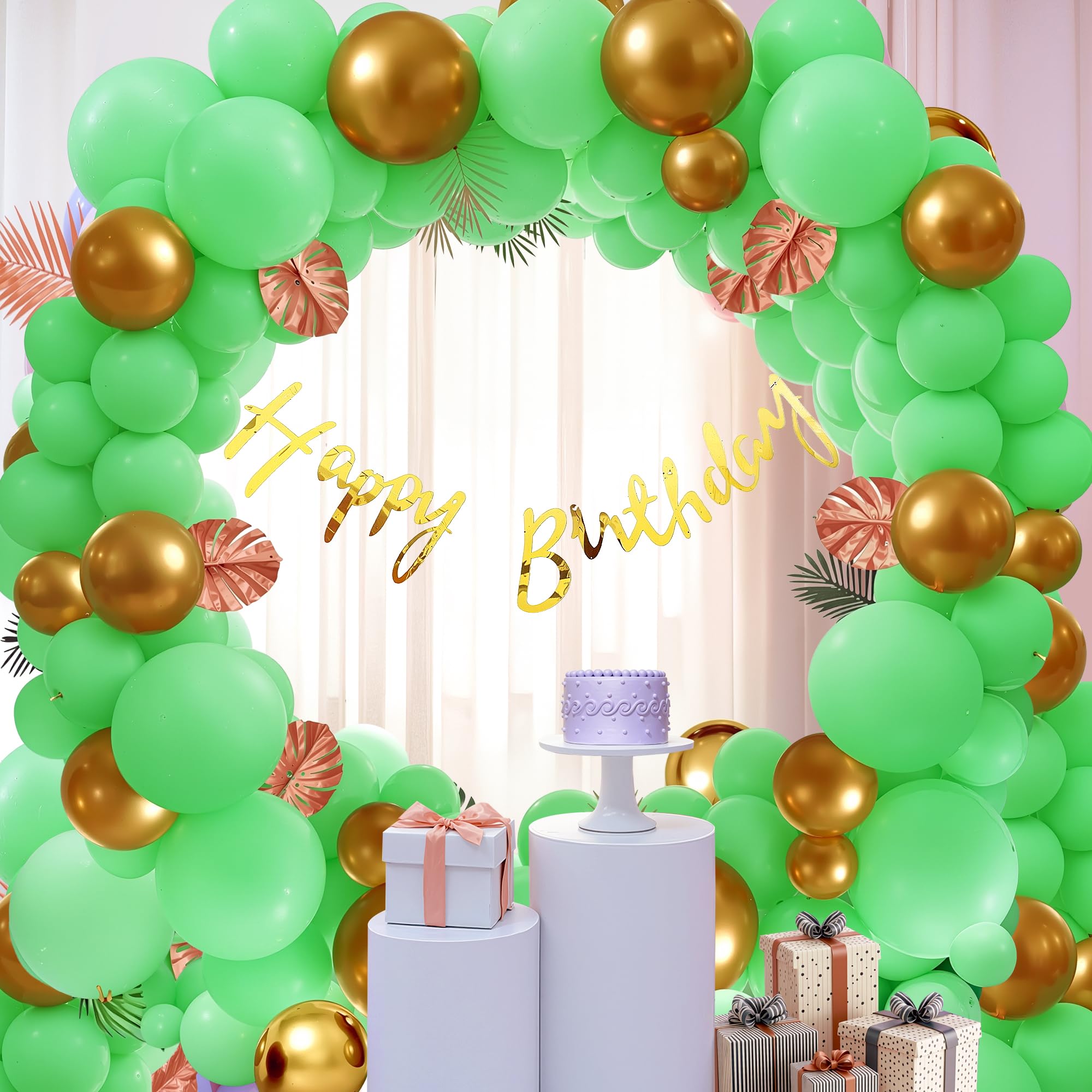 Party Propz Green Birthday Decoration Kit For Boys -54 Pcs, Metallic Balloons For Decoration, Happy Birthday Banner For Kid, Celebration For Husband, Green, Golden (Cardstock, Latex)