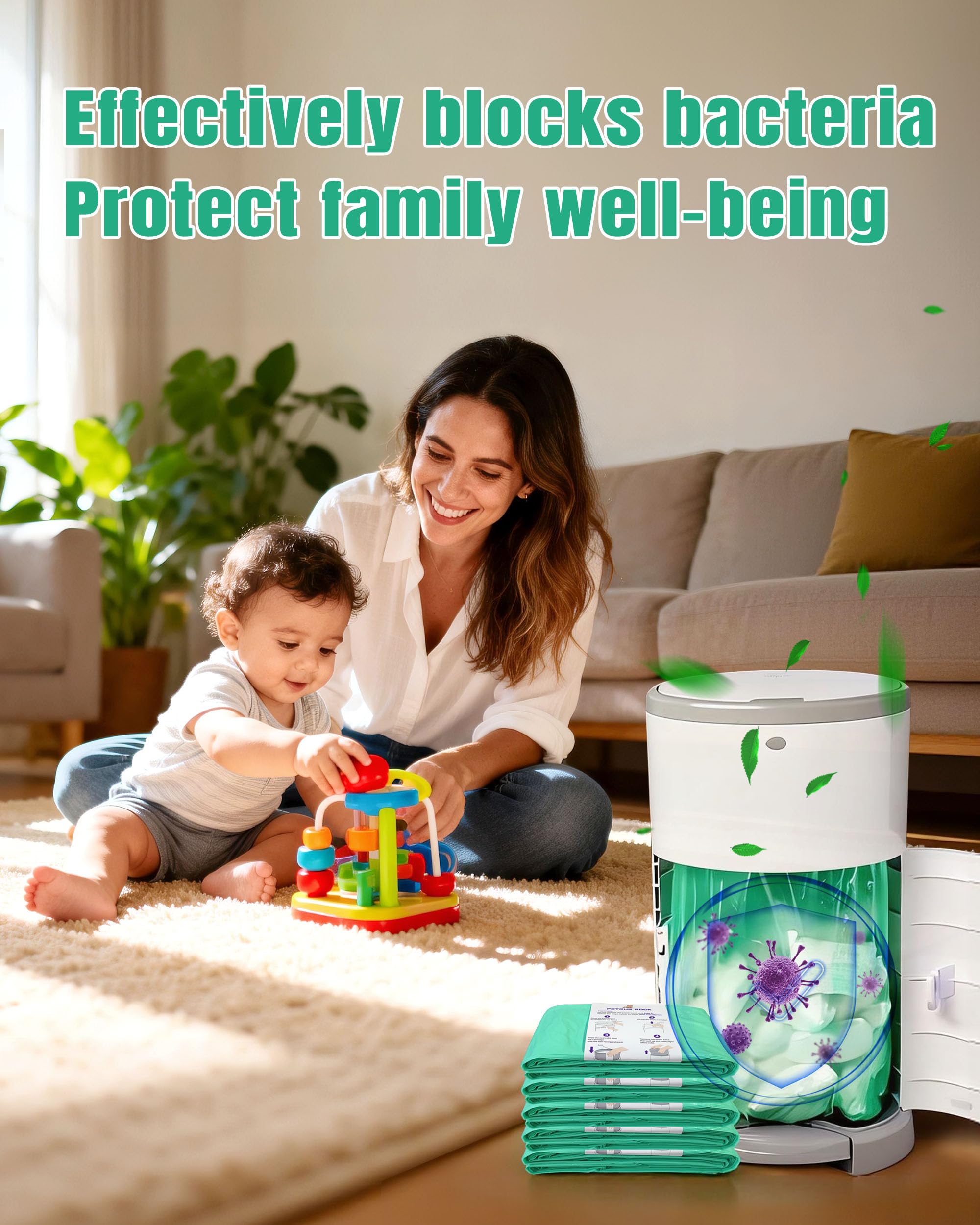 5 Pack Diaper Pail Refill Bags Compatible with Dekor Plus Diaper Pail, 50% Extra Long Refill, Holds Up to 4350 Diapers, Durable & Odor Locking, Fresh Lavender Scent - 5