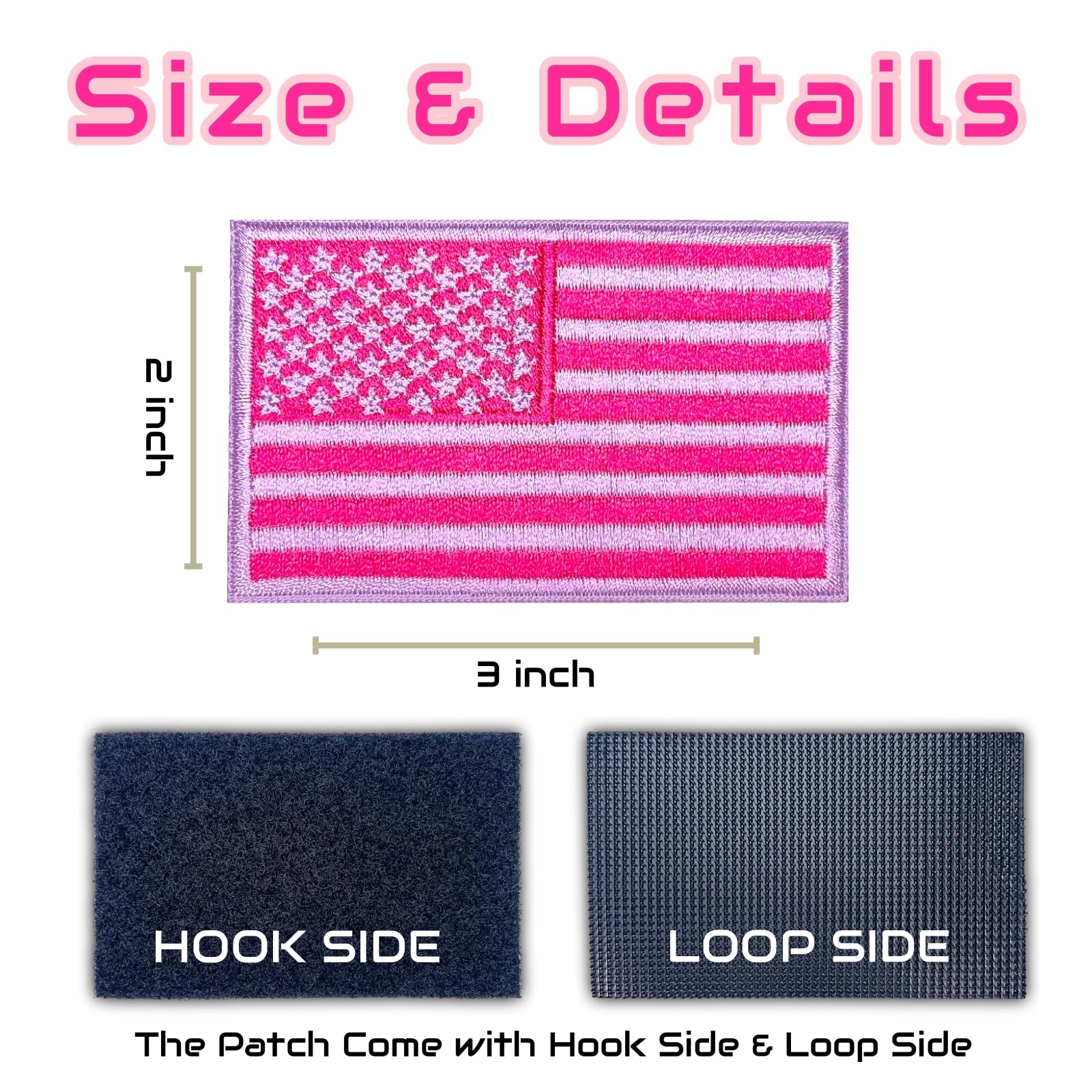Parche Bordado De La Bandera Americana Rosa/negro - 2