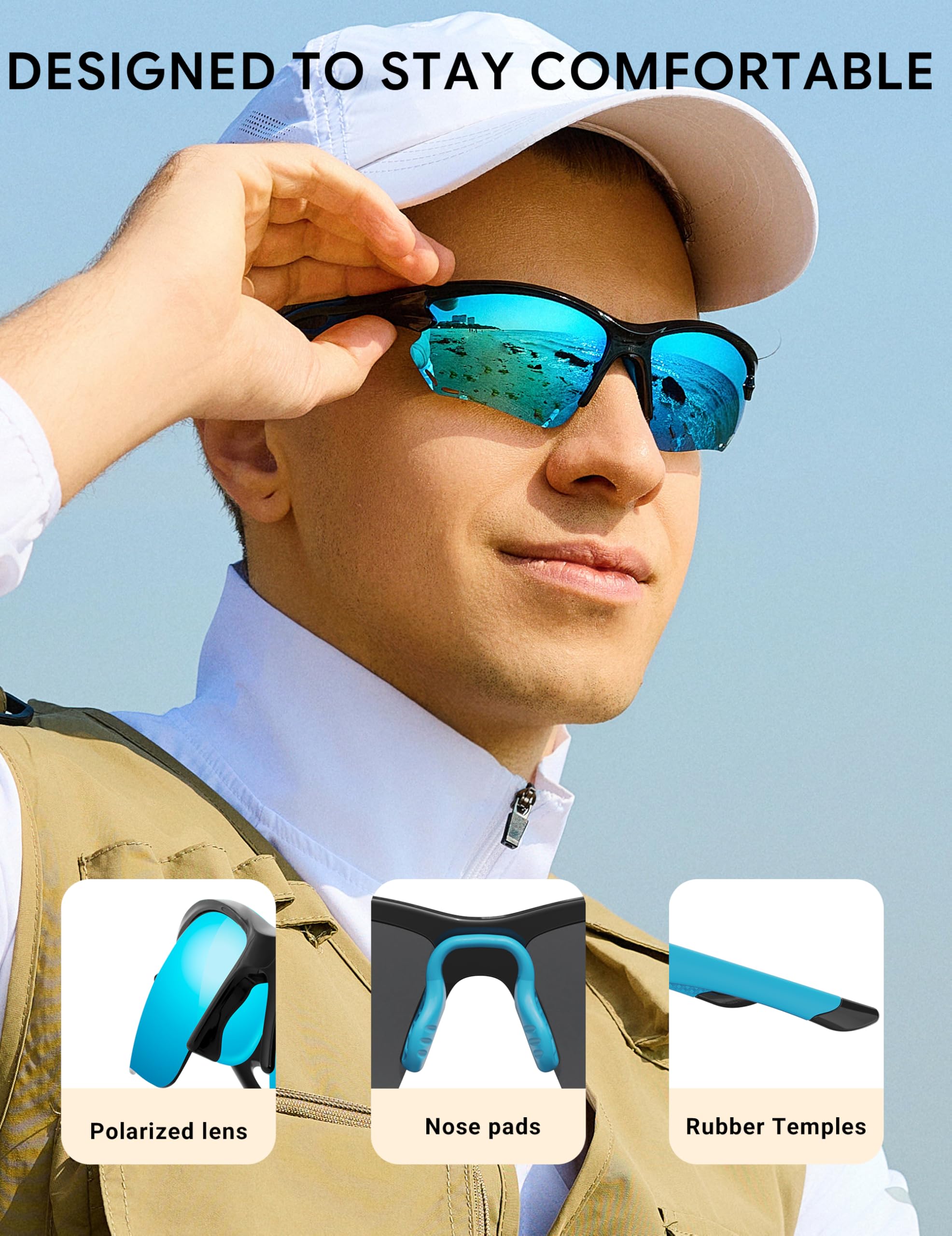 BIRCEN Gafas de sol polarizadas para hombre para conducir: TR90 gafas de sol con protección UV, ligeras, deportivas, para pesca, golf y viajes