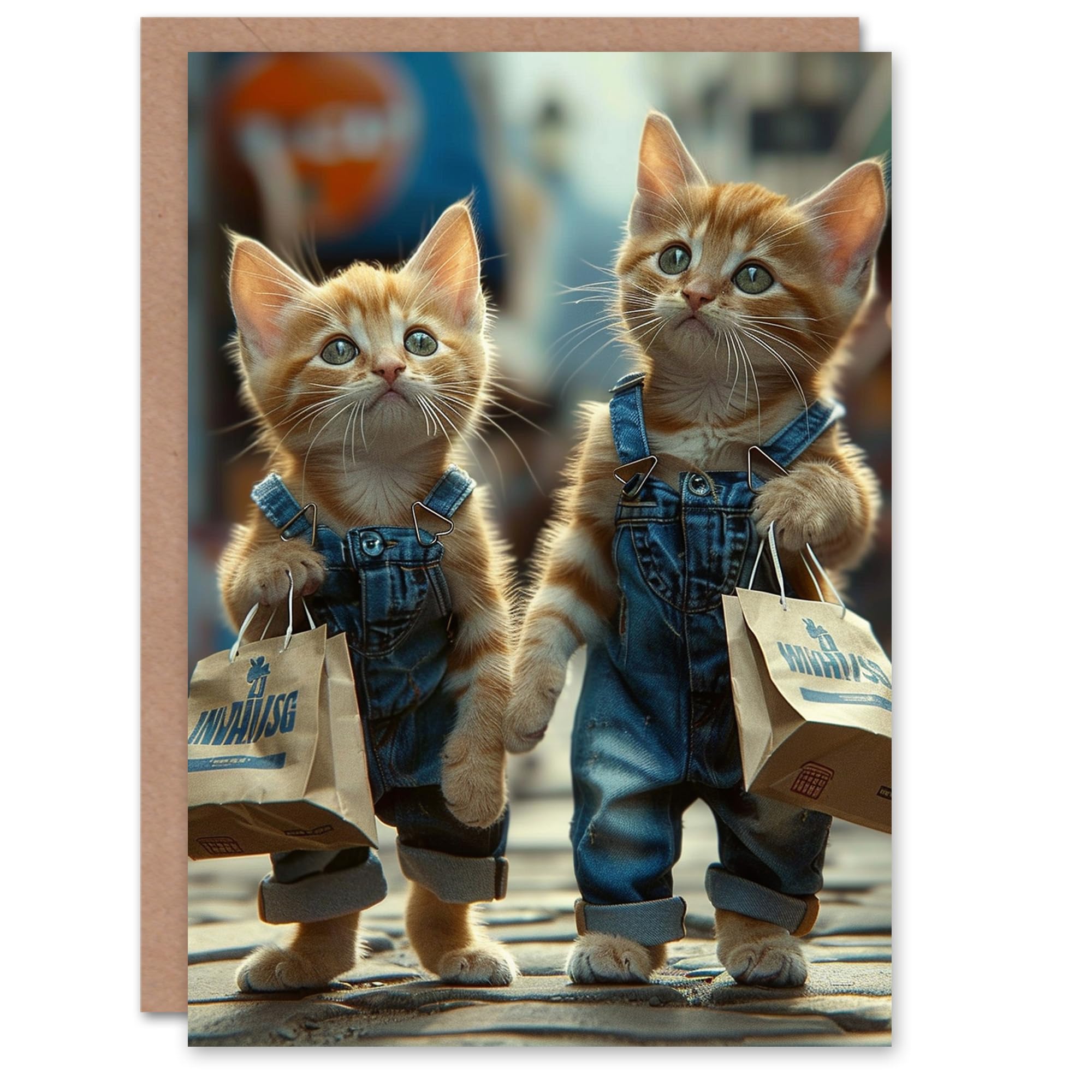 Artery8 Kids Birthday Card - Cute Kittens Design - Blue