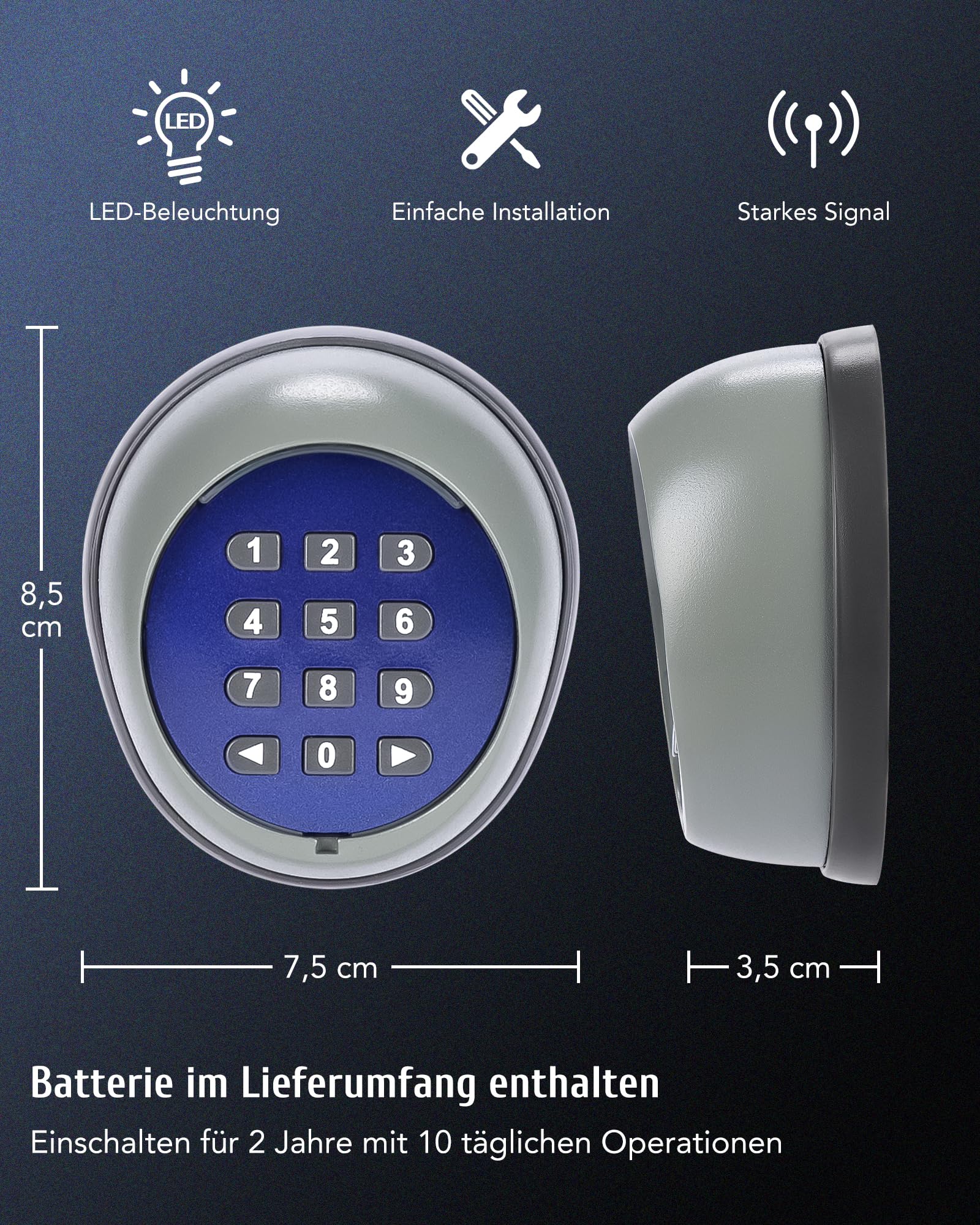 CO-Z Kabellose Codetastatur Schiebetorantrieb mit Tastatur Codetaster Garagentor Schiebetor Flügeltor 200 m Reichweite Codeschloss für 433,92 MHz-Toröffner