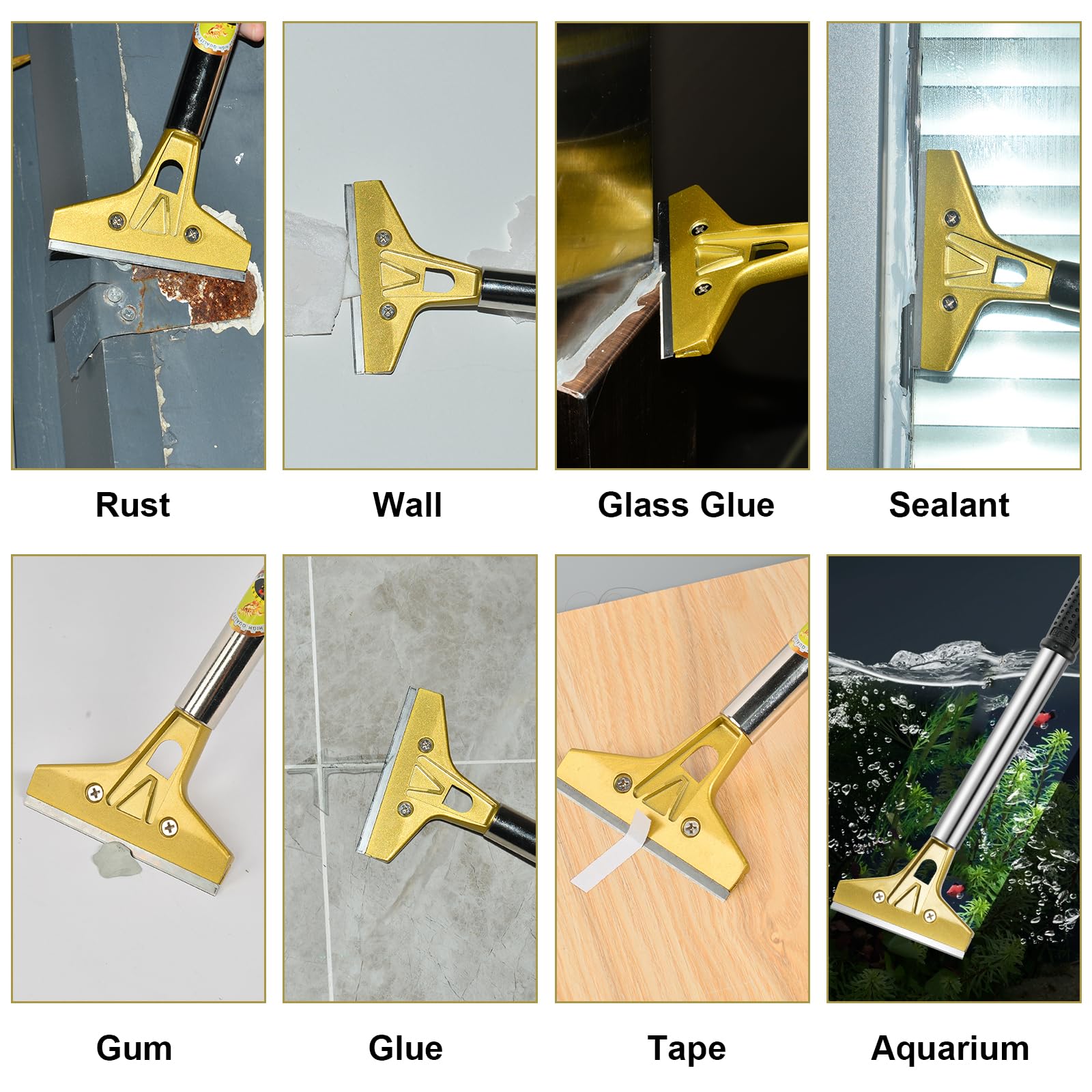 flintronic Industry Rasquetas, Rasquetas Set con 11 Cuchillas de Acero Al Carbono 100 mm, Agarre Suave asa Larga Raspador para ventana de vidrio, Granito1