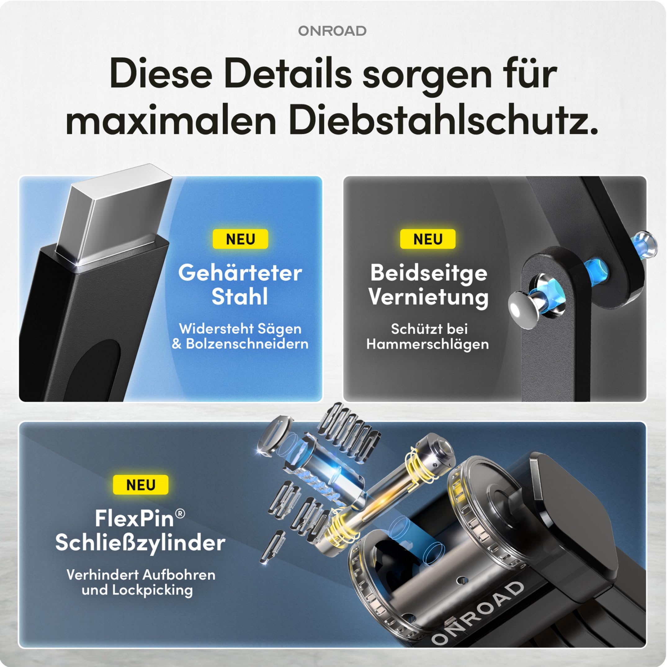 Faltschloss Fahrrad Onlock Pro 85cm diebstahlsicher – Fahrradschloss hohe Sicherheit – Robustes & kompaktes Fahrradschloss Faltschloss mit Halterung – Fahrrad Schloß ideal für E-Bike