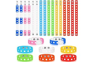Honoson 24 Pcs Croc Charm Keychain Wristbands for Kids Adults