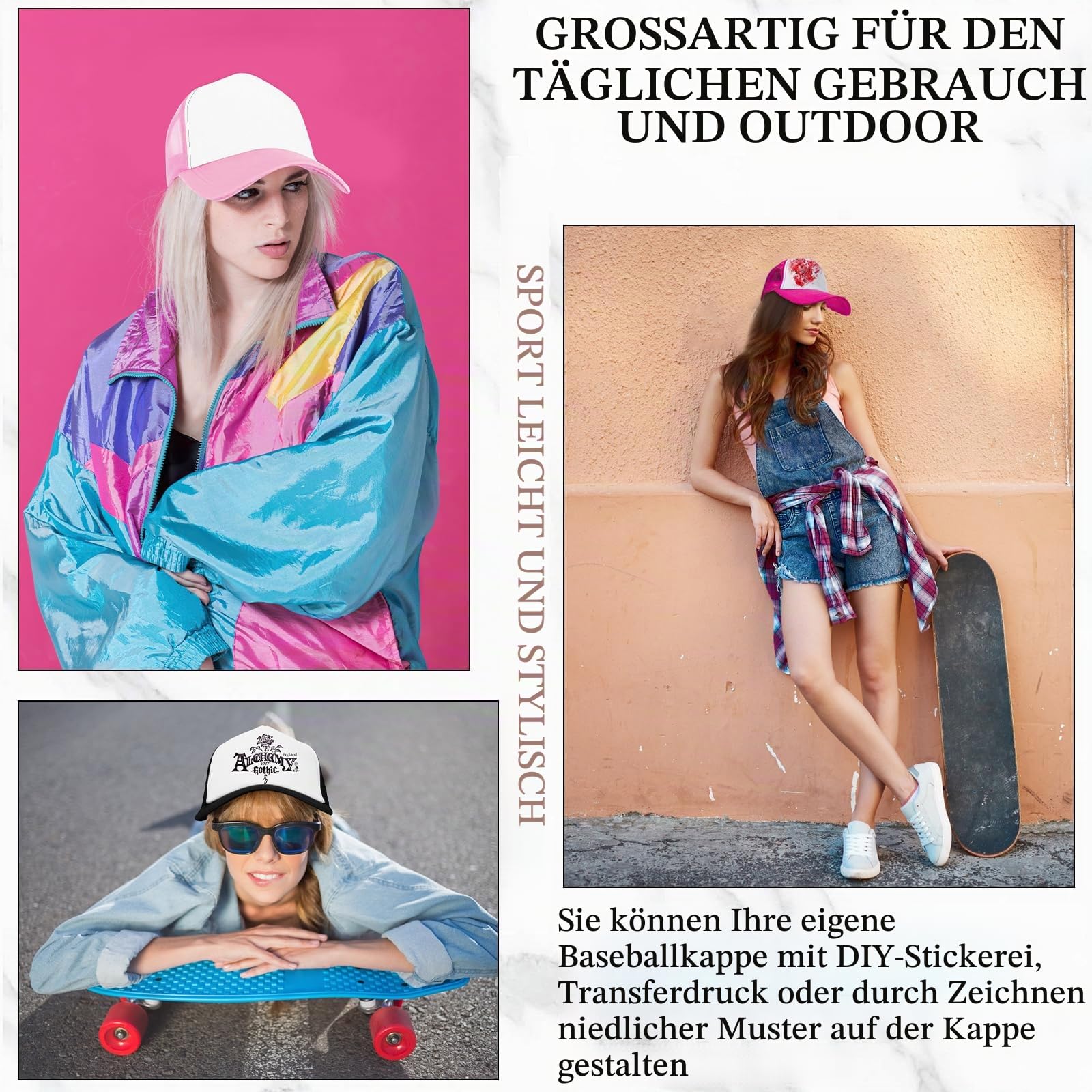 30 Stück Kinder Sublimations Caps, DIY Mesh Baseball Caps zum Bedrucken, Leichte Sommer Hüte für Outdoor Sport und kreative Bastelprojekte (15 Farben)
