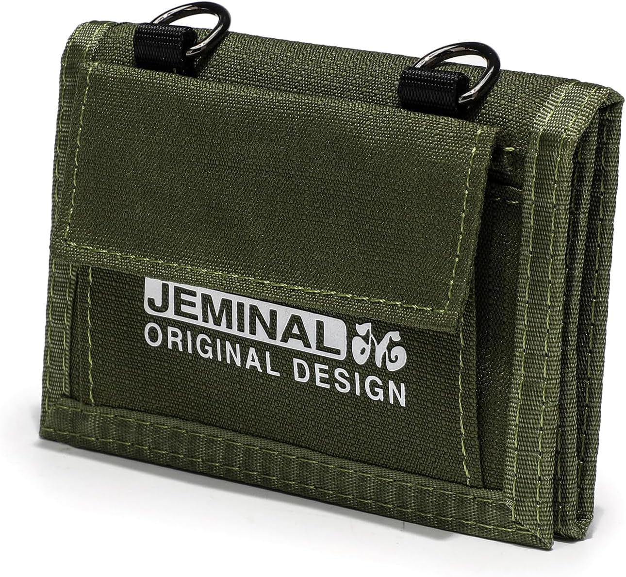 JEMINAL Lanyard Trifold Wallet for Men Nylon Wallet with Multiple Card Slots and ID Window Green