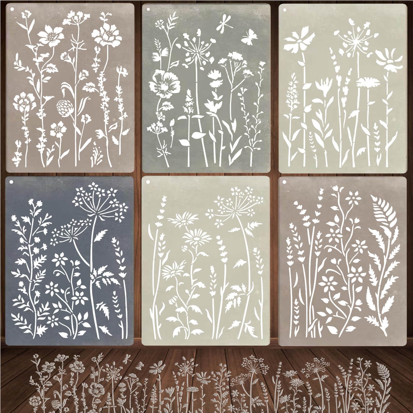 Amazon.com: 6-Piece Wildflower Stencil for Painting - Large