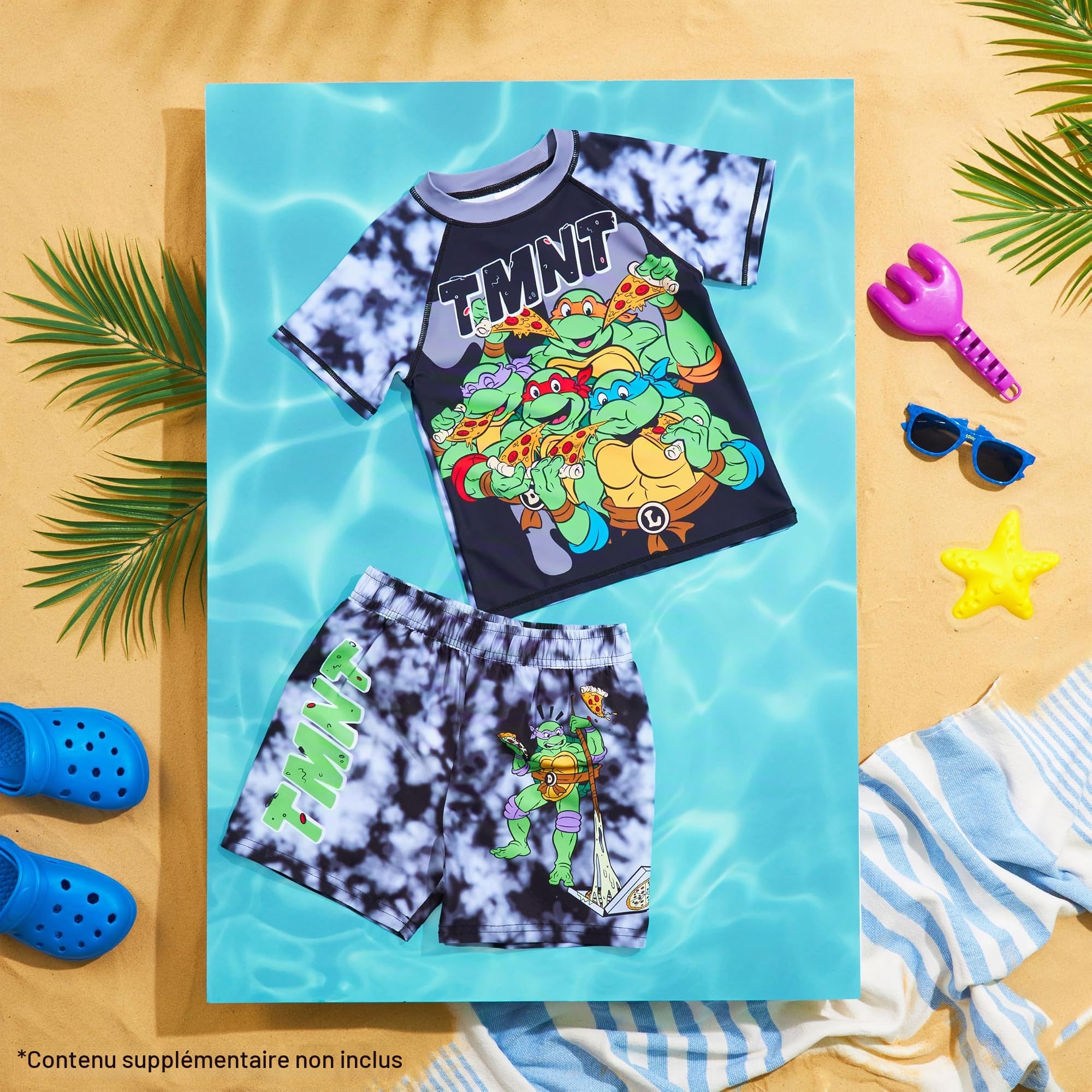 Teenage Mutant Ninja Turtles Maillot de Bain Garcon 2 Pcs avec Short de Bain Rash Vest pour Garçons pour Natation Plage Voyage Cadeau Enfant