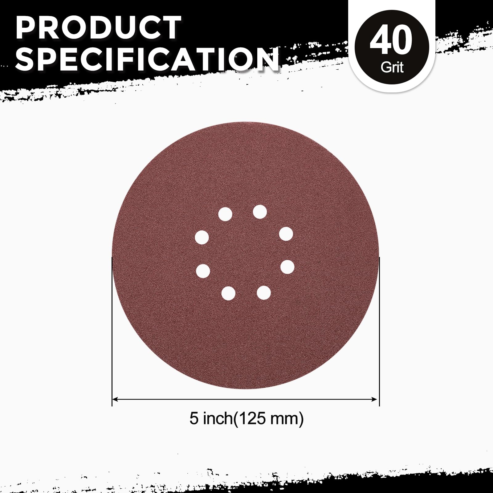 100pcs Discos de Lija, 220mm Lija Circular 8 Agujeros Discos de Pulir para Lijadora Orbital Aleatoria con Gancho y Bucle, Ideal para Lijadora de Yeso Madera (40 granos Rojo)