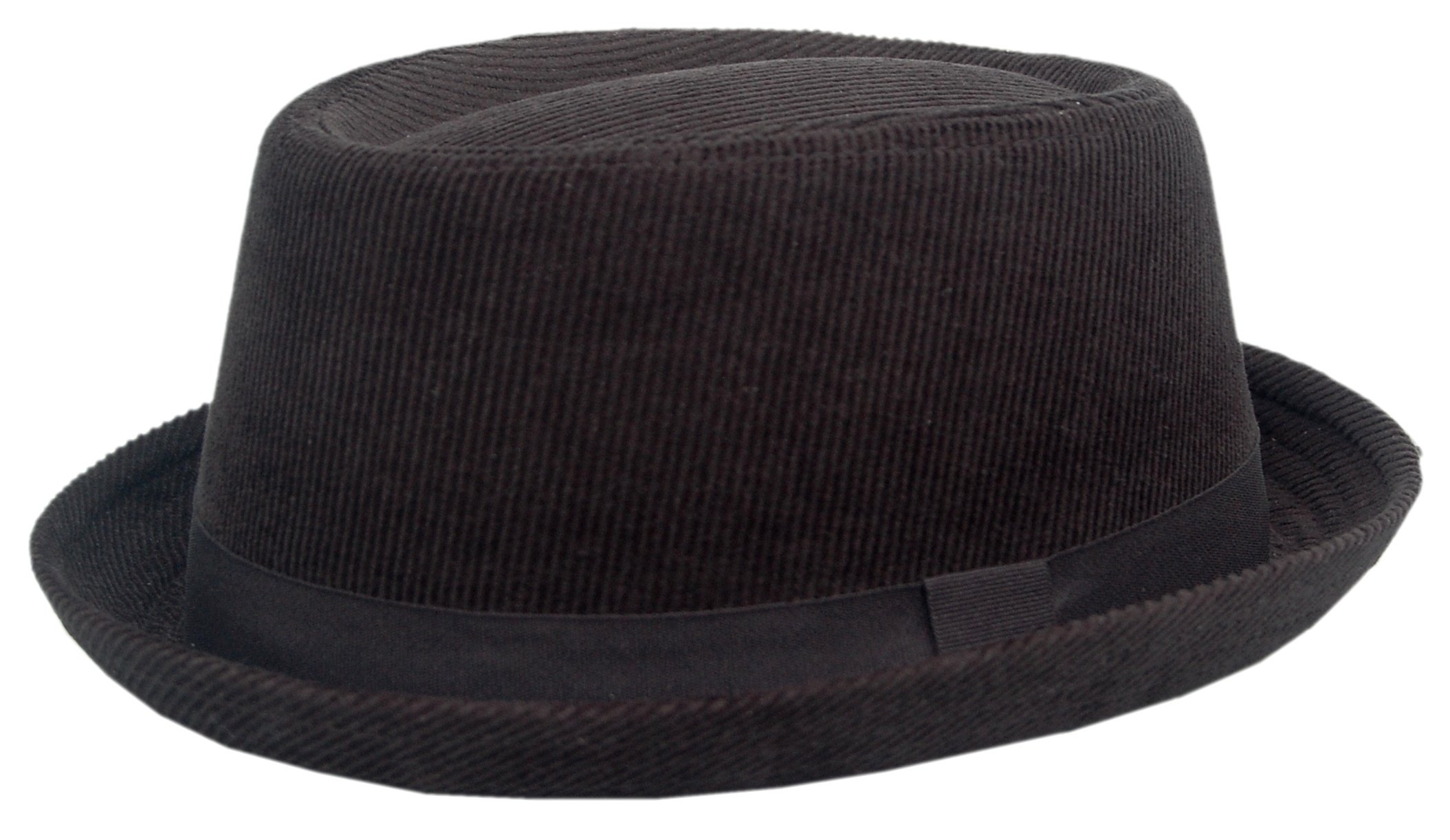 CORD PORK PIE HUT VINTAGE SKA Porkpie Hat Rocky Breaking Bad Hackman Cap PP06 (57), Negro , 57 cm
