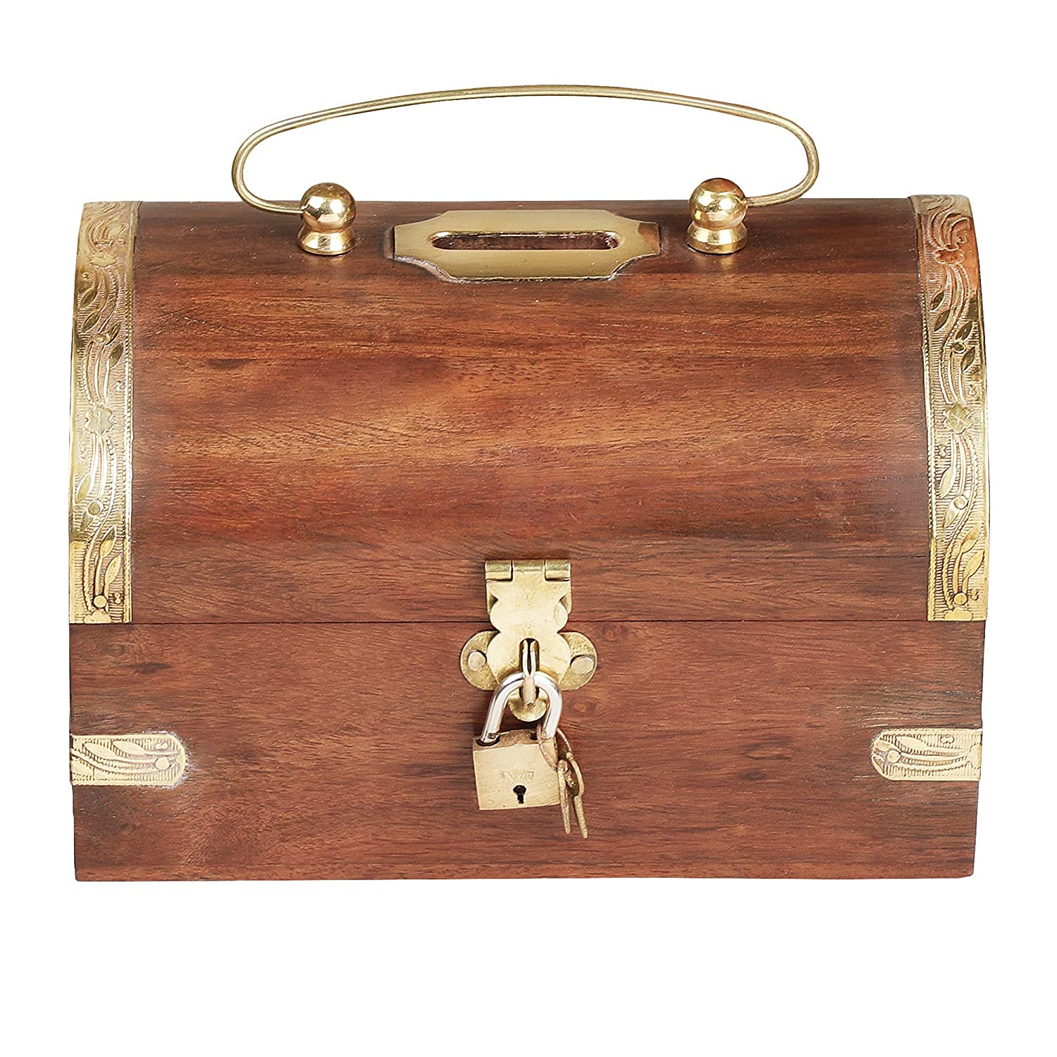 SHAHAZ CRAFTS? Handicraft Wooden Piggy Bank Gullak for Kids and Adults Money Bank with Lock Box Shape-image-11