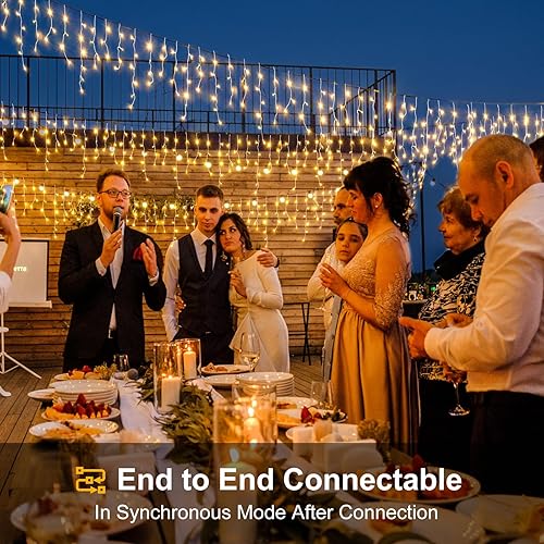 Miniatura 8 de Luces de carámbano para exteriores, 66 pies, 640 luces LED, 8 modos con 120 gotas, tira de luces de cortina impermeable con temporizador y función