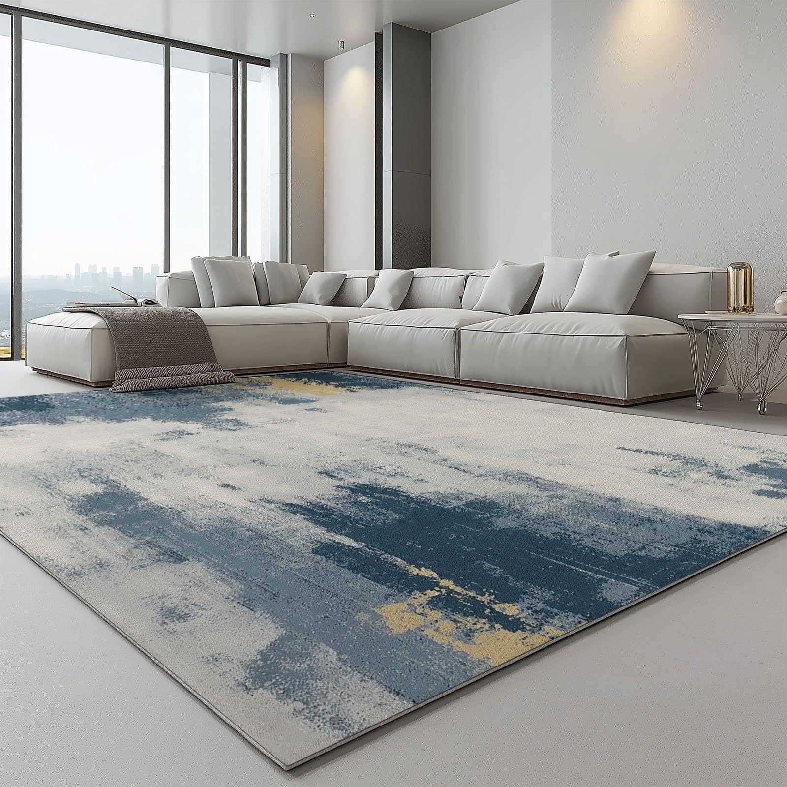 Tapis abstrait lavable salon facile à nettoyer : fini les tapis de couloir qui glissent