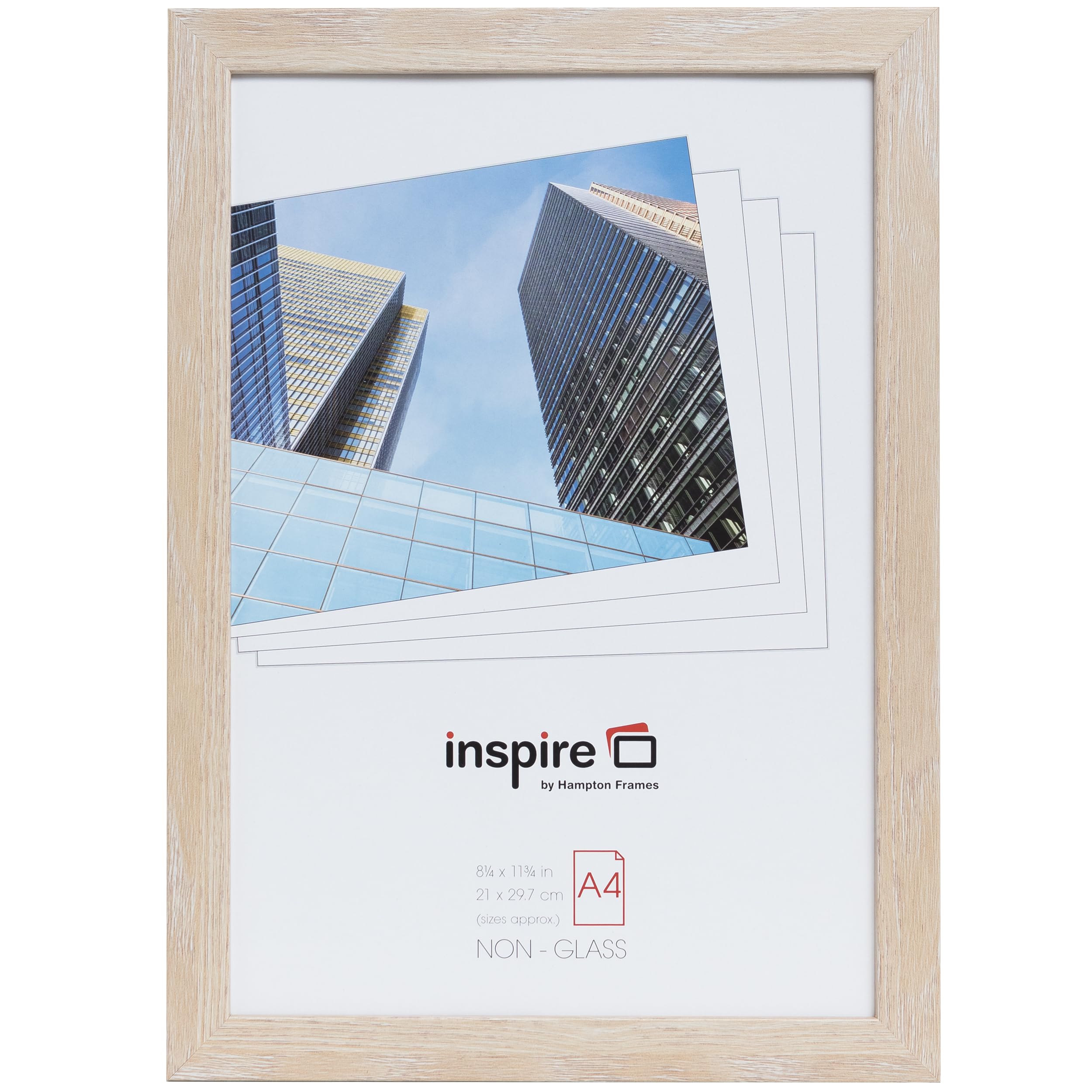 Hampton Frames OSLO A4 (21x30cm) Natural Wood Effect Picture Poster Photo Frame Plexi (Non-Glass) OSLA4NG