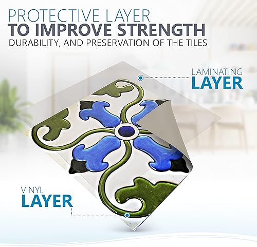 Miniatura 4 de Mi Alma - Adhesivos para azulejos en muro de 6 x 6 pulgadas, 24 unidades, calcomanías de azulejos Talavera, diseño de aplicación ideal para