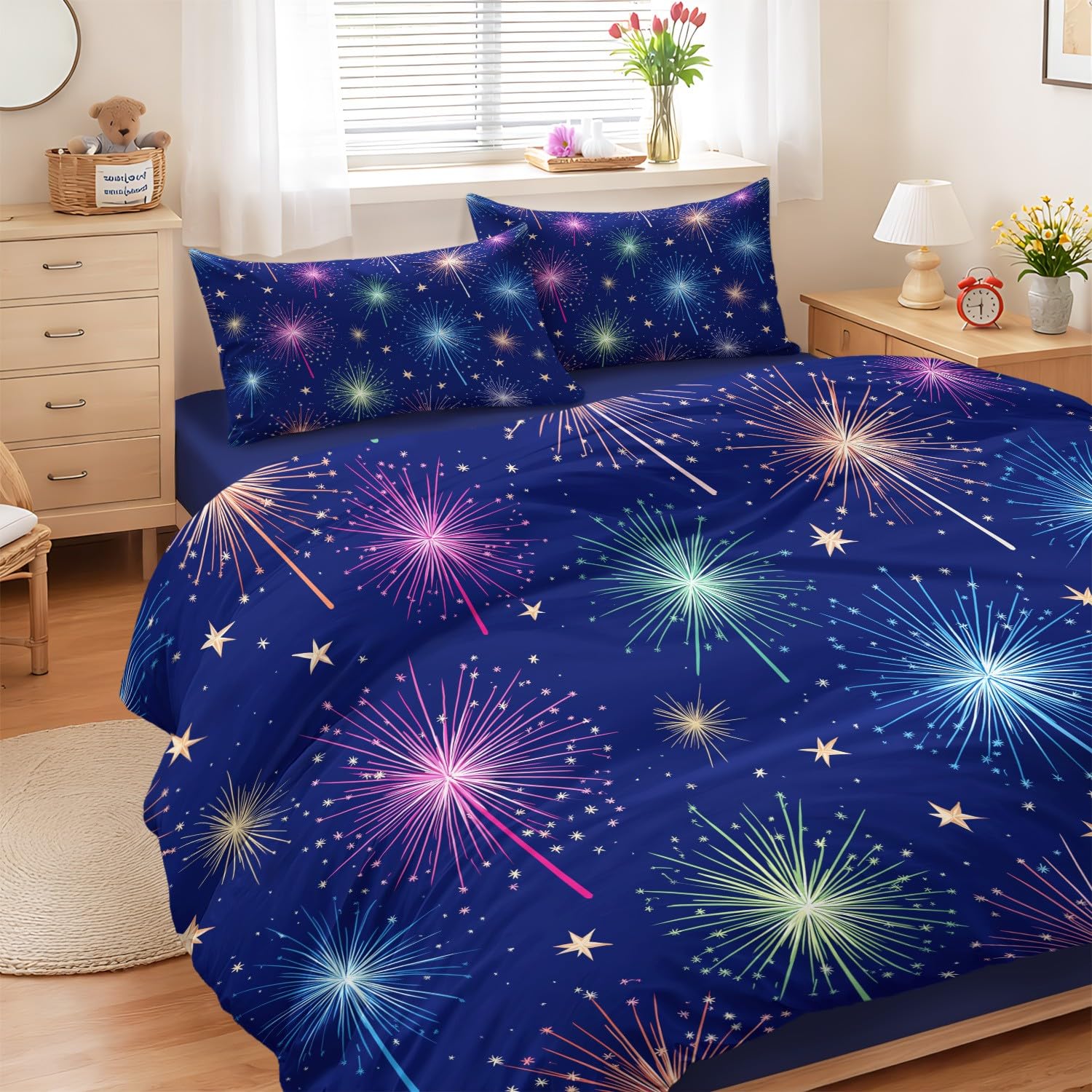 Housse de couette imprimé ciel étoilé 220x240 cm de qualité supérieure pour literie enfant