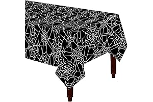 Enliven Your Halloween with Our Spooky Black Spider Web Tablecloth (54x107 Inches)