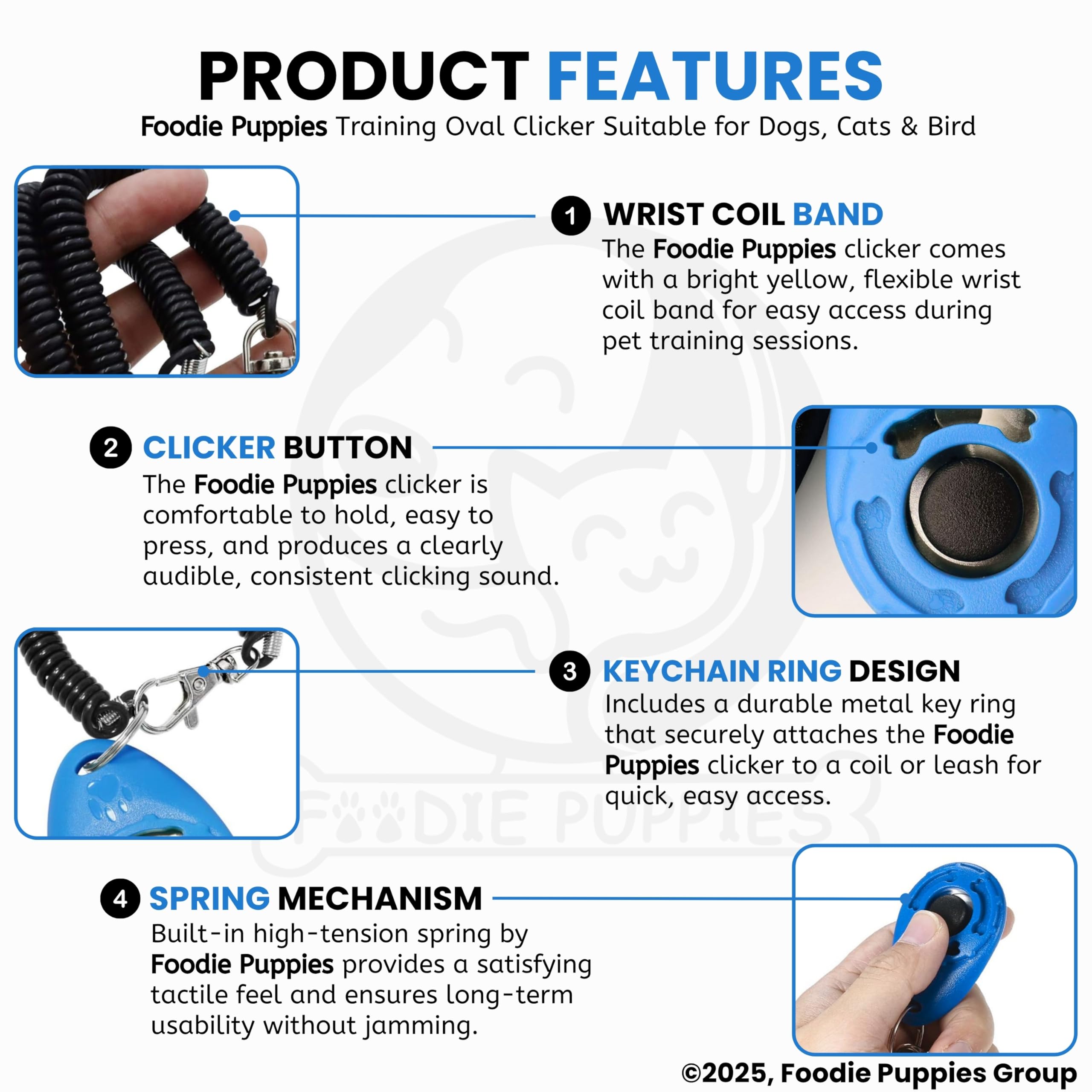 Foodie Puppies Dog Training Clicker with Wrist Strap - (Oval Clicker) | Durable, Easy to Use, Pet Training Clicker Perfect for Cats, Puppies and Birds for Behavioral Training, (Colour May Vary) 2