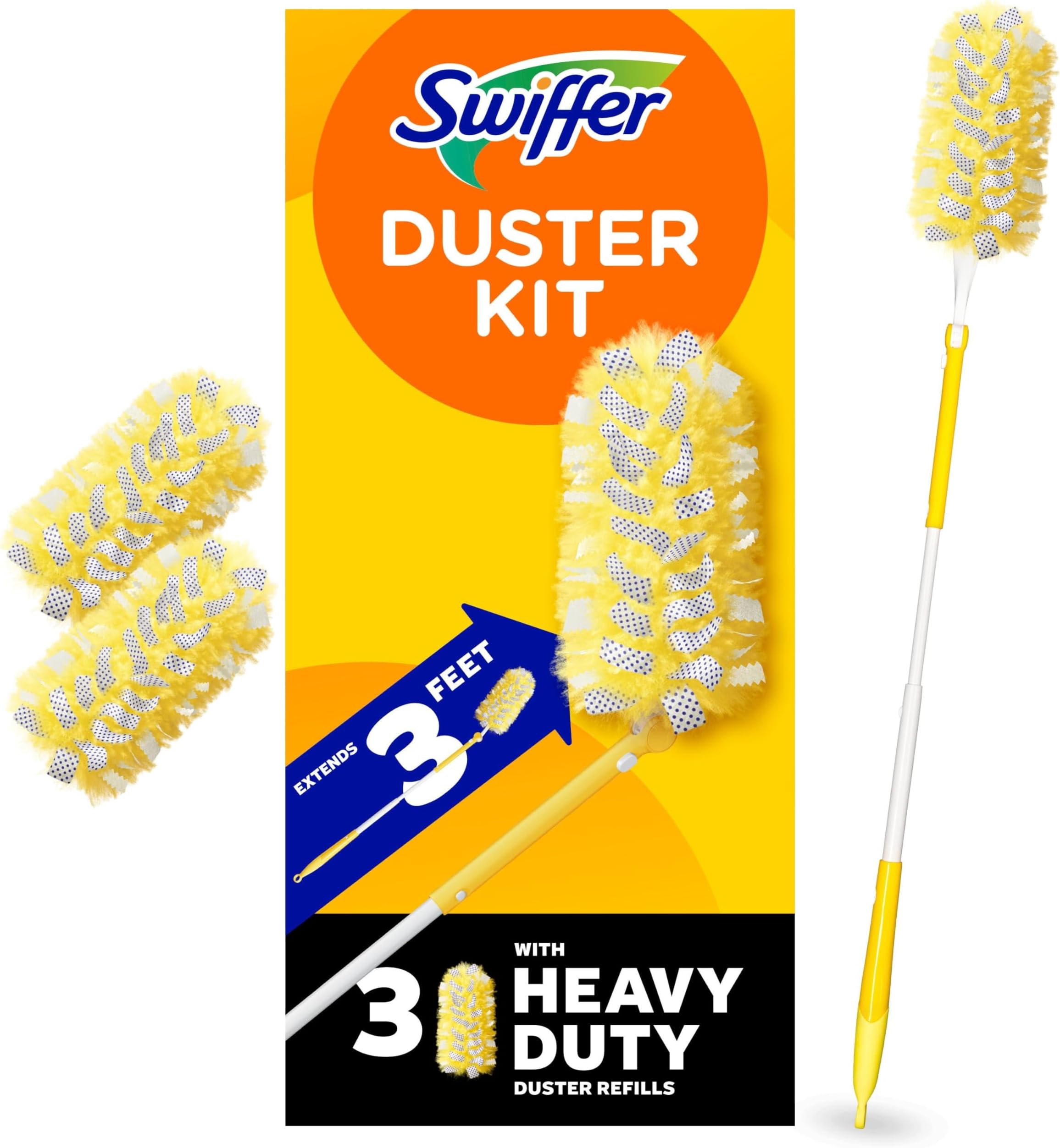 Swiffer 360 Dusters Extender Kit, 3 Unscented Dusters With Extendable handle (Packaging May Vary) by Swiffer