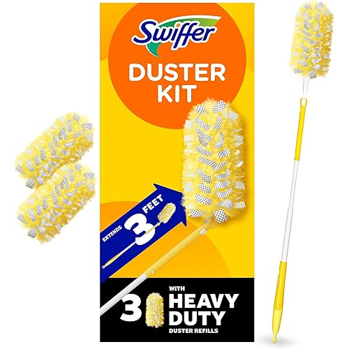Swiffer Duster Heavy Duty 3 ft Extendable Handle Starter Kit with 3 Refills
