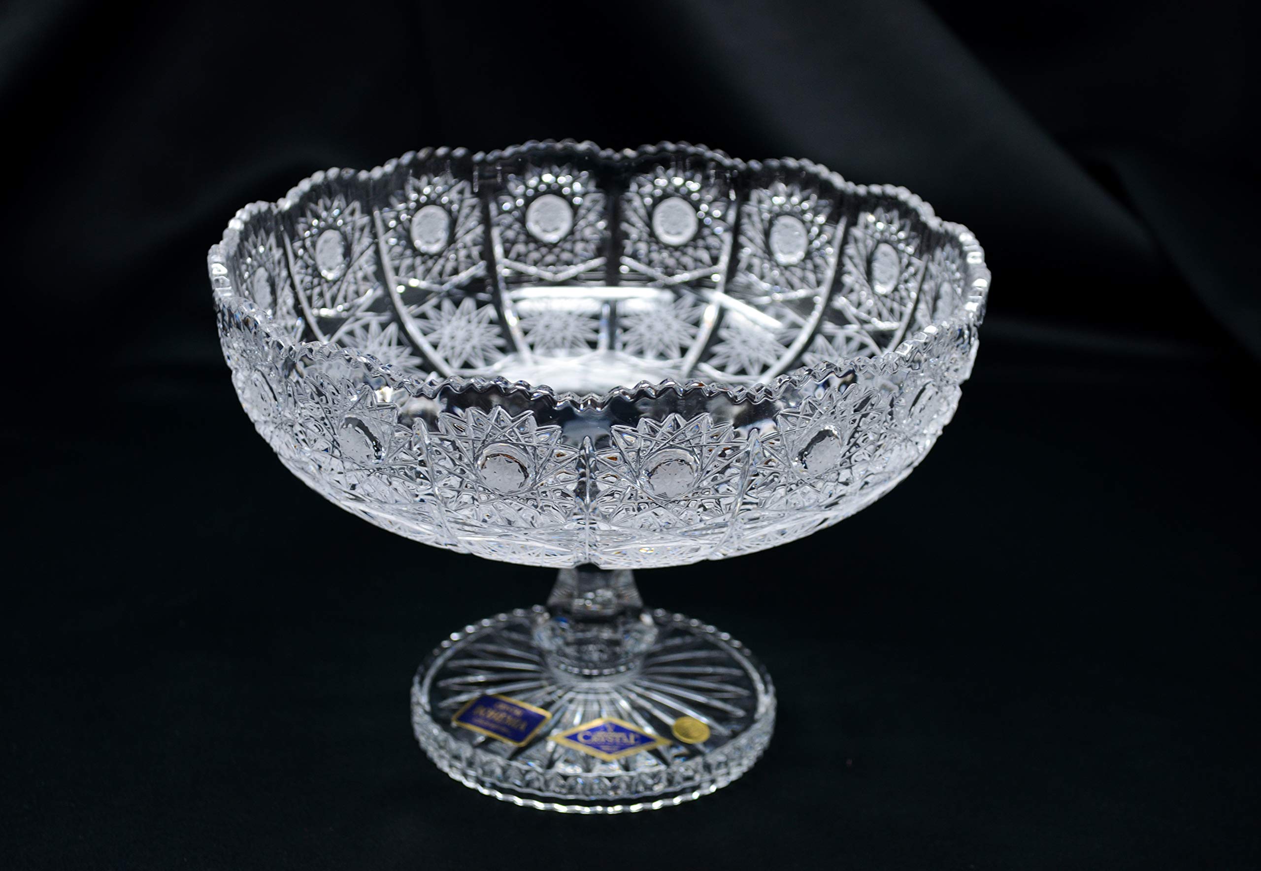 Buy Czech Wedding Crystal Glass Footed BowlVase 8"Dia Elegant