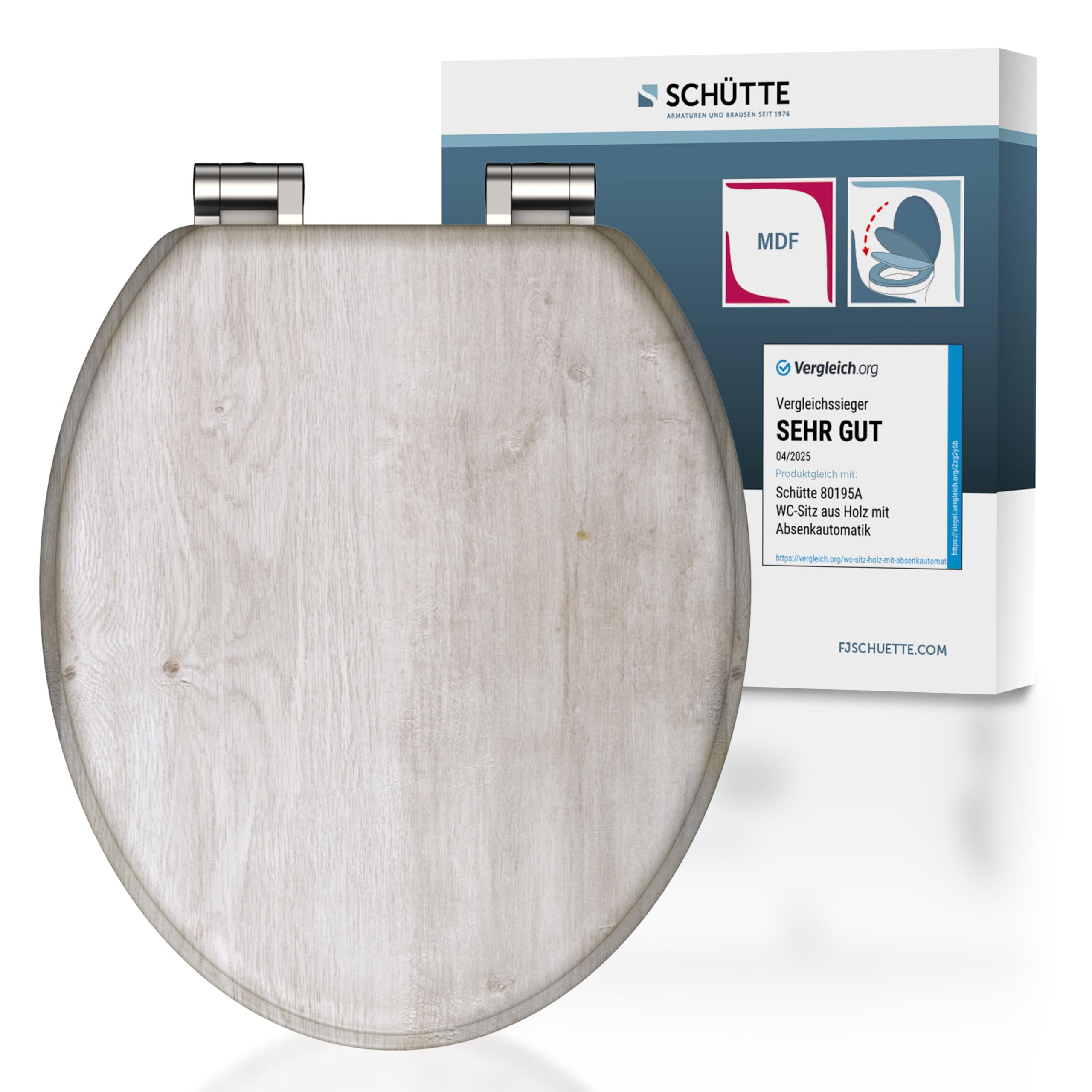Schütte Lightwood Toilet Seat With Soft-Close Mechanism, Wooden Toilet Seat With Toilet Lid, Wooden Core Toilet Lid With Motif (Maximum Load Of The Toilet Seat 150 Kg), Wood Colour