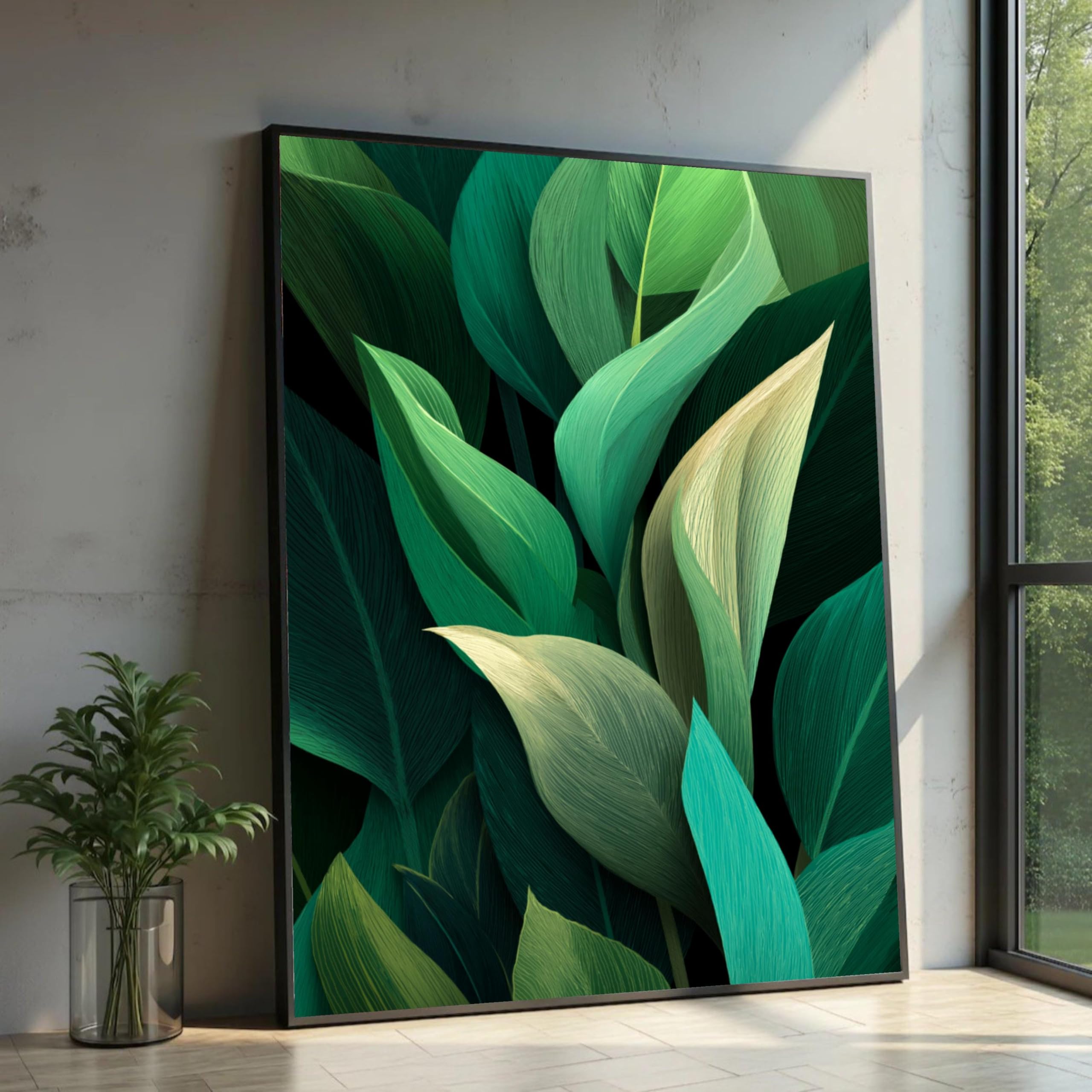 XINBAO Leaves Canvas Print, Botanical Canvas Art, Ready to Hang, Large Canvas Wall Art, for Home Decor sized Piece Painting(80x120cm/Frameless)
