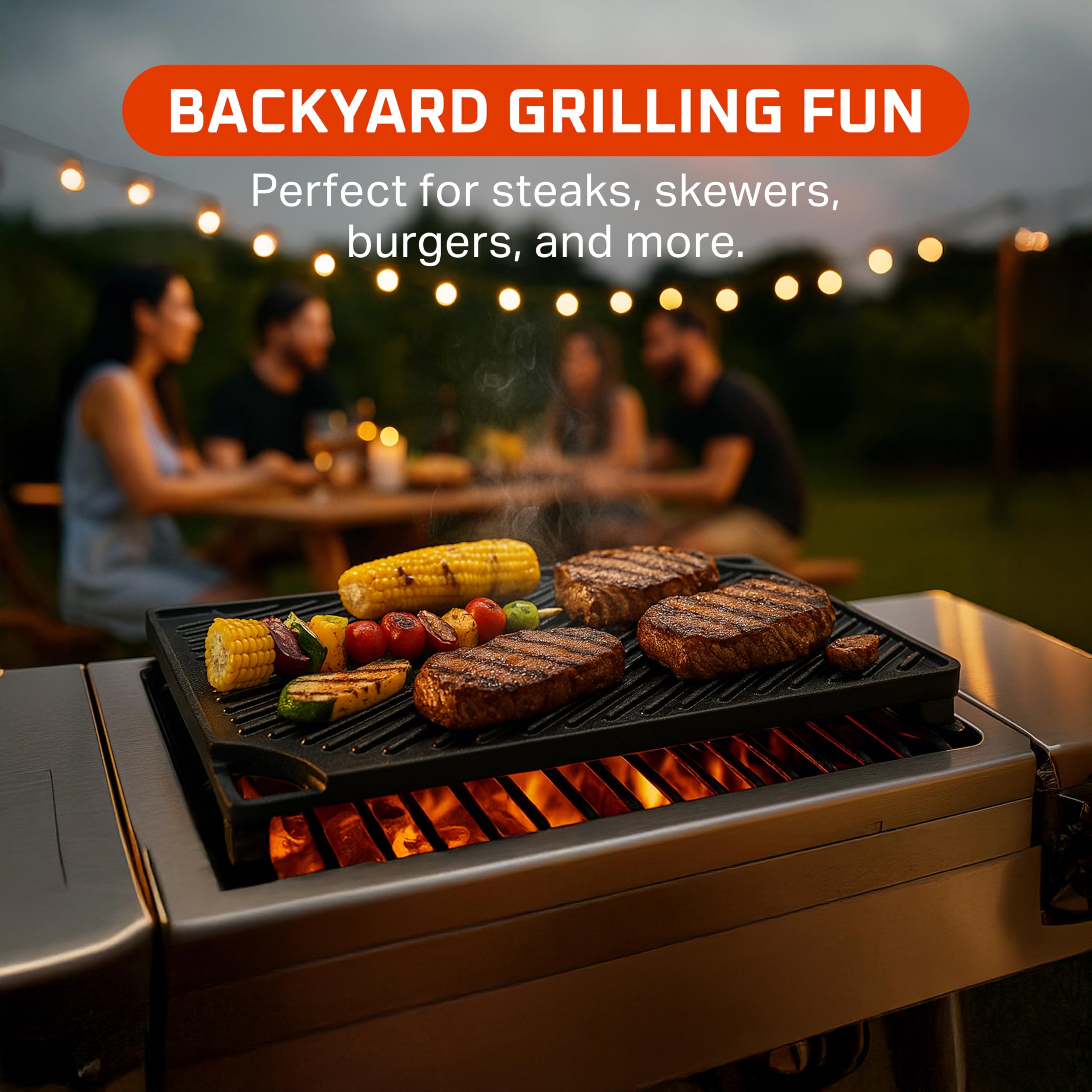 Amazon.com: Bruntmor 2-in-1 Reversible Grill Plate - Pre-Seasoned