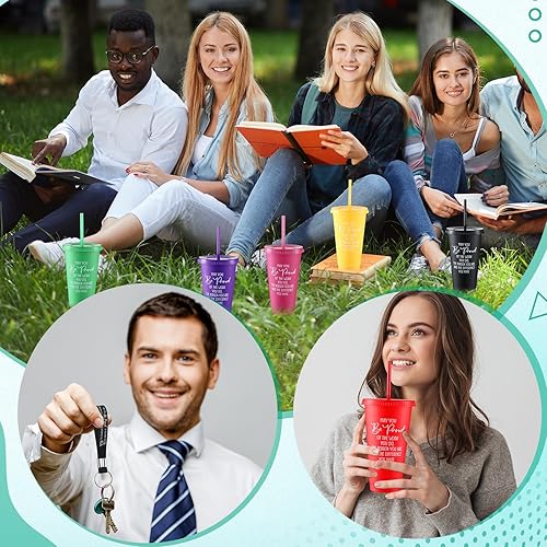 Miniatura 4 de 28 juegos de tazas de agradecimiento a los empleados, vasos de plástico de 24 onzas con llaveros de silicona, tazas de café reutilizables para