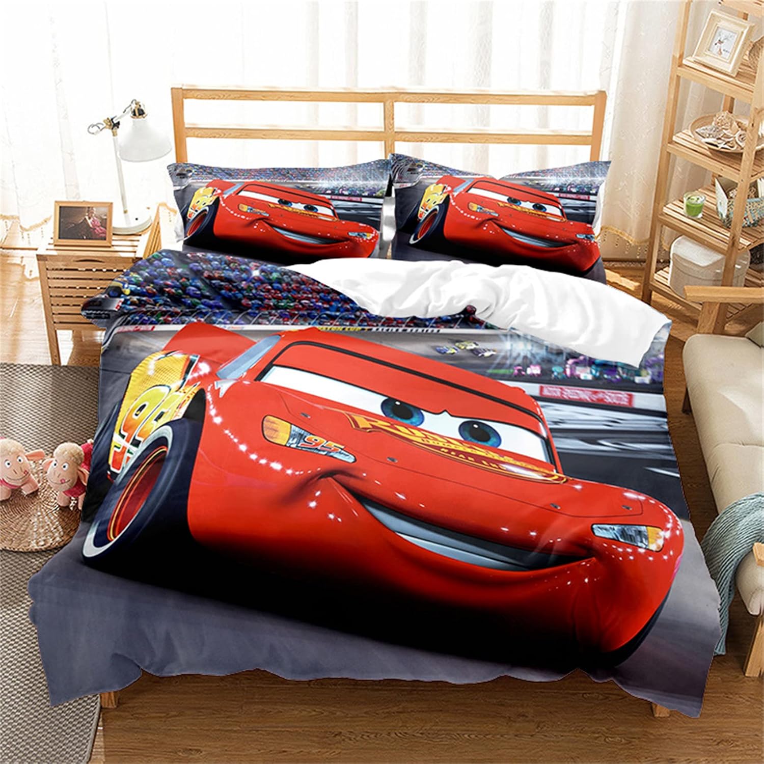 WLDILE Boys Lightning McQueen Bedding Set Size Twin/Queen 3D