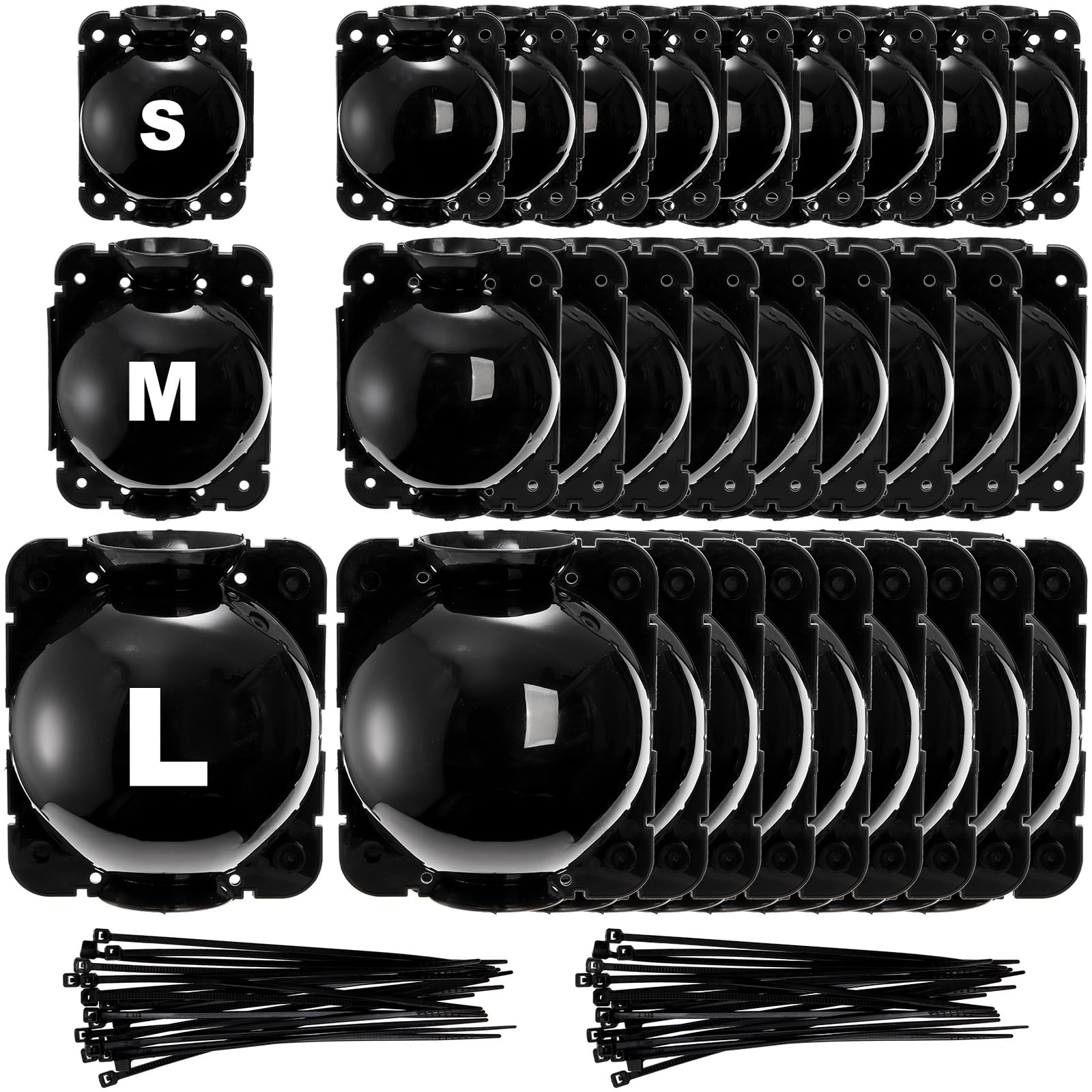 Elsjoy 30 Pack 3 Sizes Plant Root Growing Box with 120 pcs Zip Ties, Air Layering Propagation Ball Kit Reusable Tree Rooting Grafting Tools, Root Propagation Ball Set for Fast Propagation