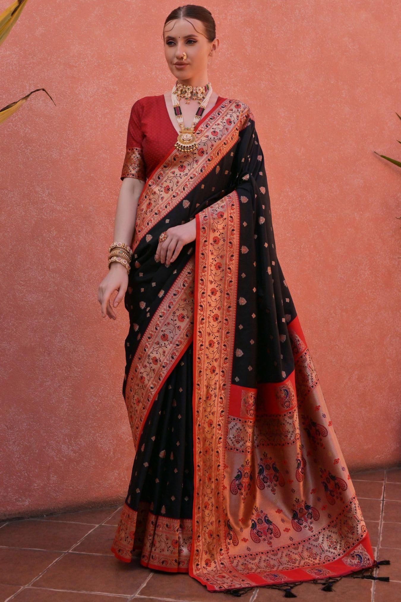 SGF11 Women's Kanjivaram Paithani Soft Silk Saree With Unstitched Blouse Piece