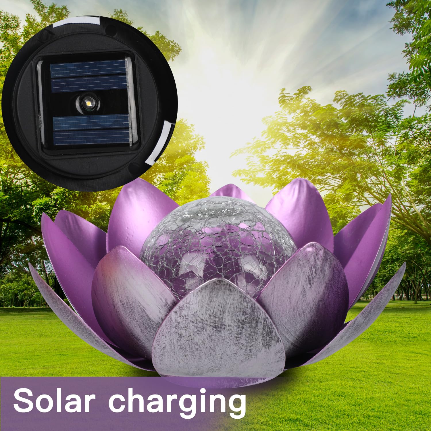 Kyduu Outdoor Decorations Lotus Light, Solar Lights Outdoor Garden Ornaments, LED Lotus Lamp Flower - Image 2