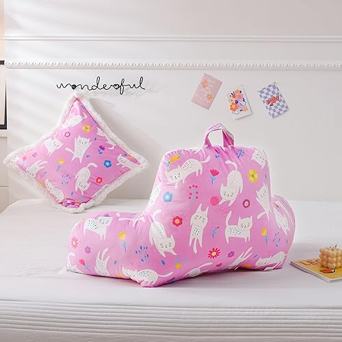 Miniatura 4 de Btargot Almohada de lectura para cama con cuña de dibujos animados para niños, cojín de descanso con brazos  Soporte de espalda para sentarse en la