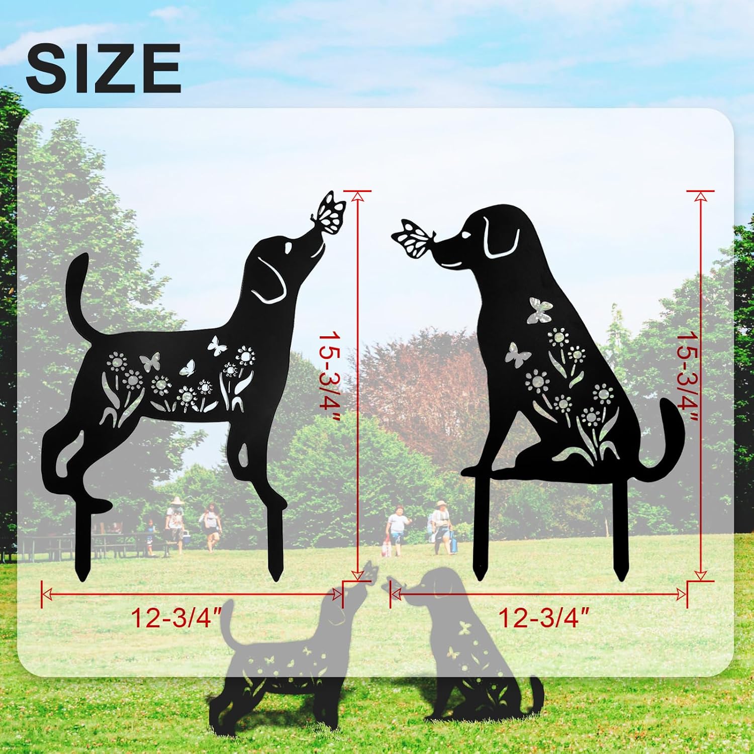 Decorative Garden Stakes - 2 Pack 15" Rust-Resistant Metal Dog Silhouette Outdoor Decor, Corten Steel Puppy Yard Art with Easy Installation for Gardens, Patios & Walkways (Black Lab Design) - Image 2