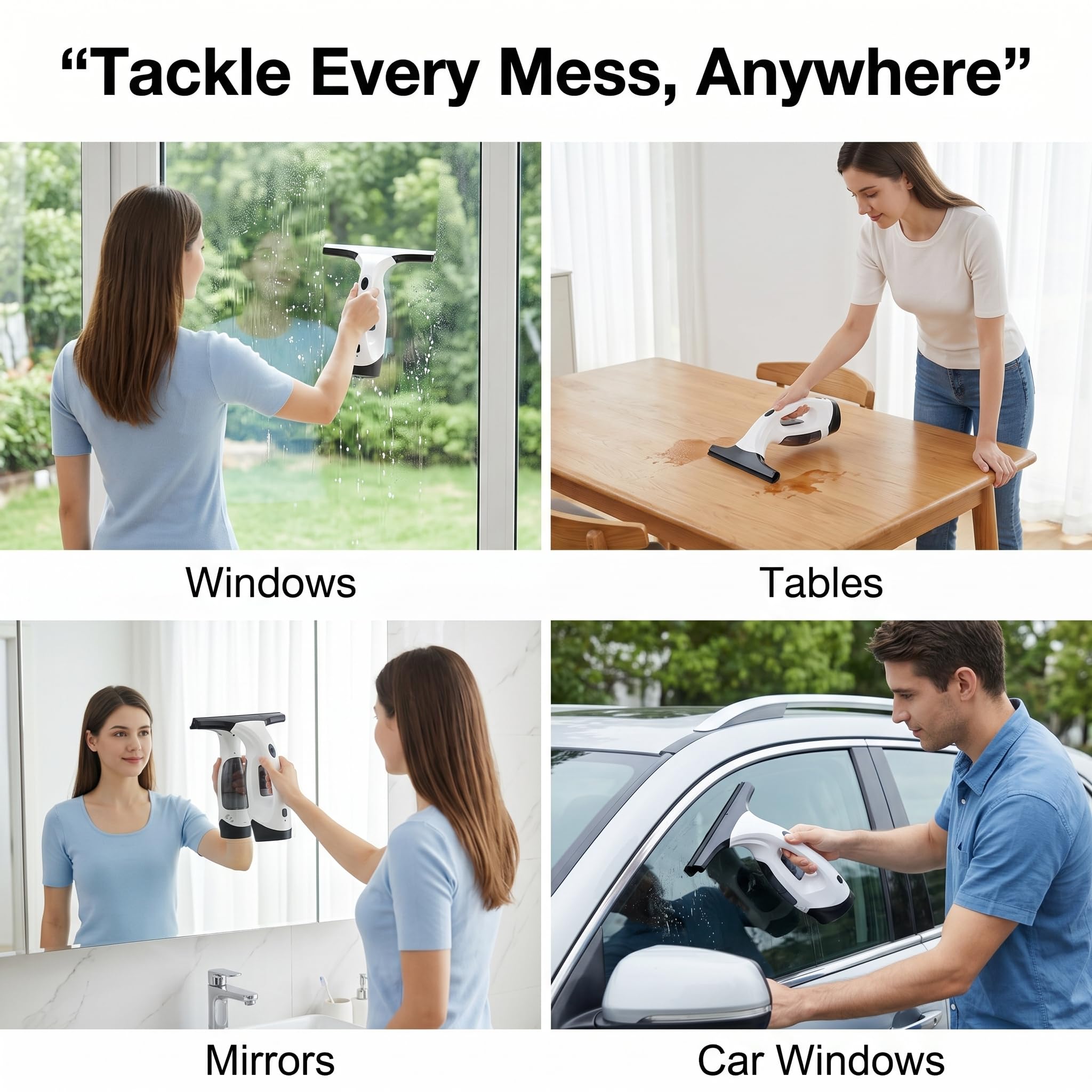 2200 mAh elettrico Window Cleaner Strumento, lavavetri senza fili, per spruzzare, pulire e aspirare efficacemente finestre, specchi, vetri doccia, piastrelle (spina americana