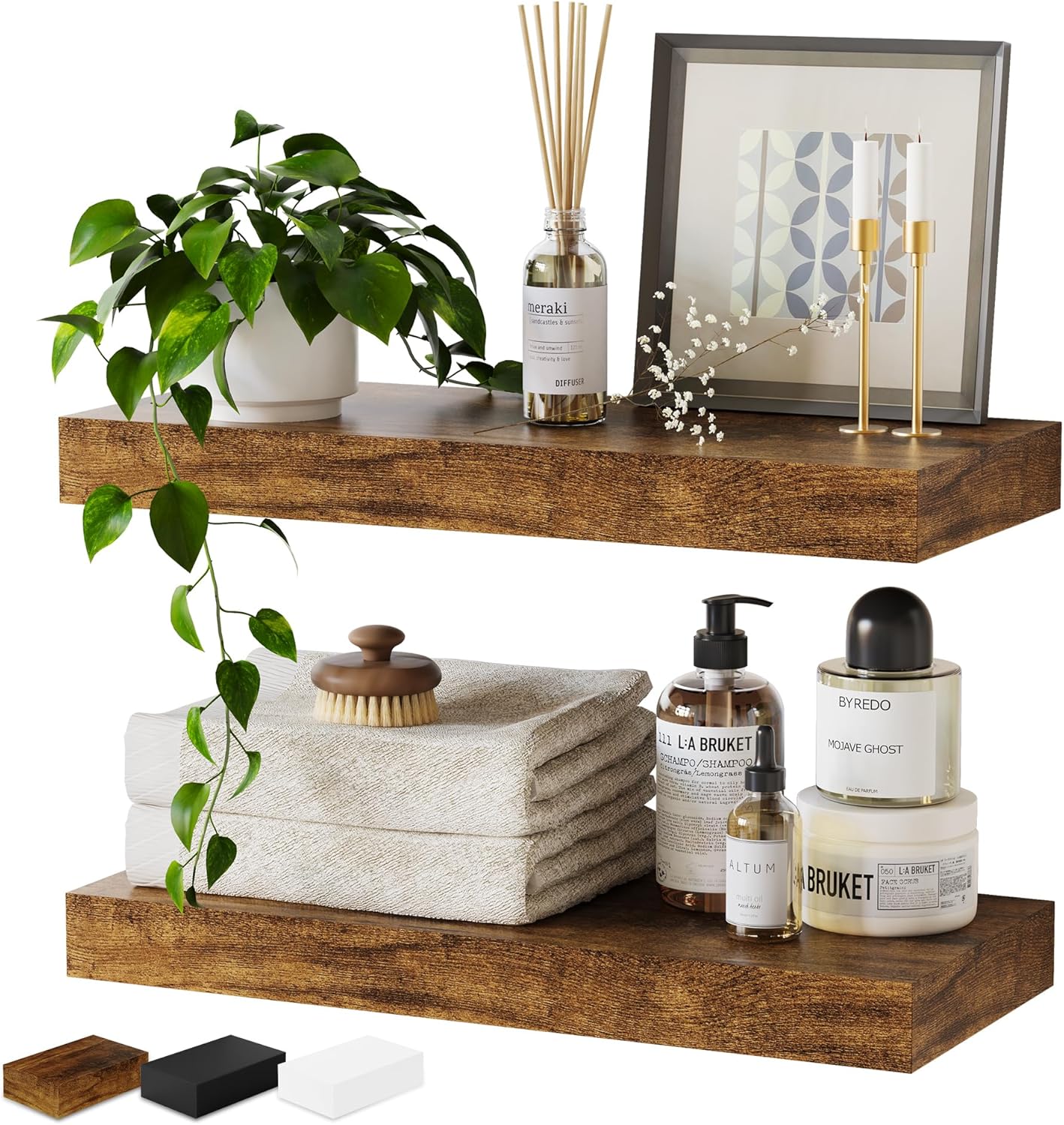 Amazon.com: Greenual Bathroom Shelves Floating Shelves for Wall, 16" Wall Shelf Over Toilet Set ...