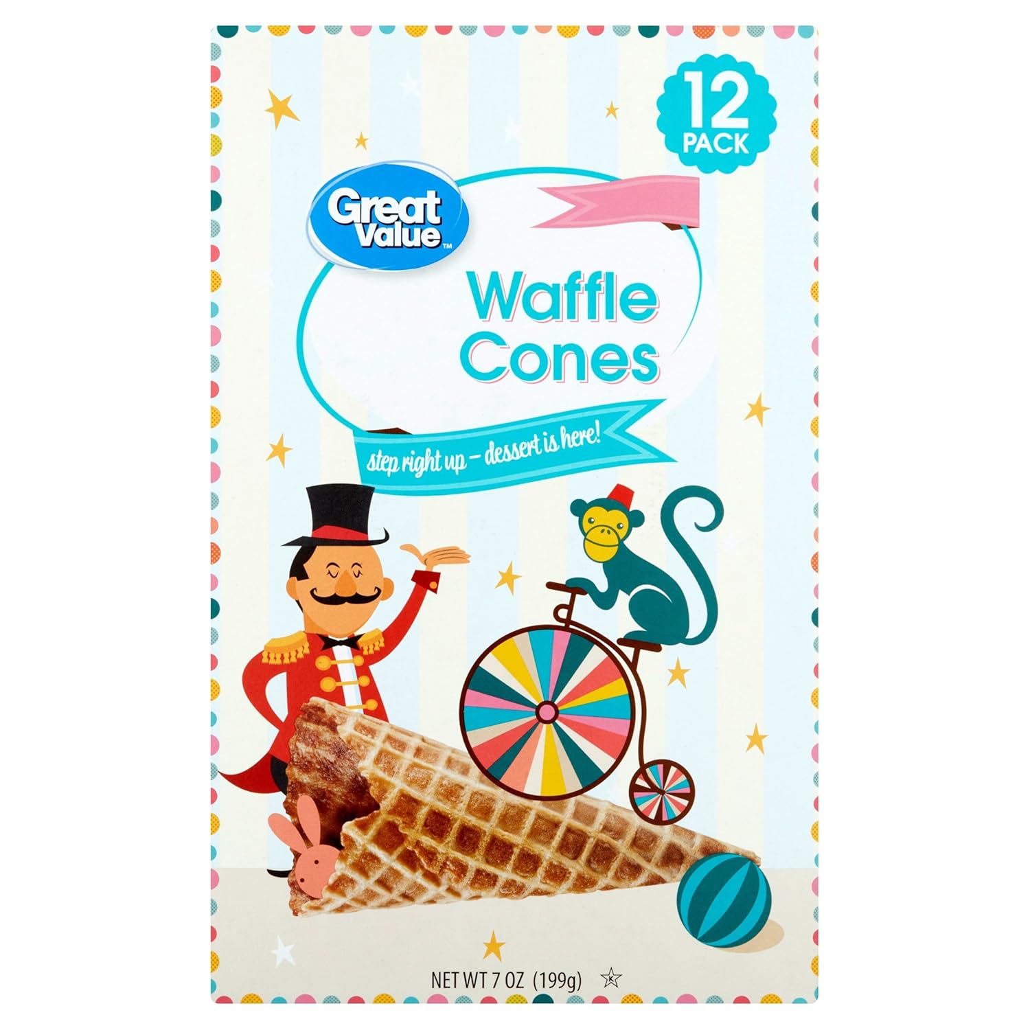 Great Value Ice Cream Waffle Cones, 12 Cones, 7 oz