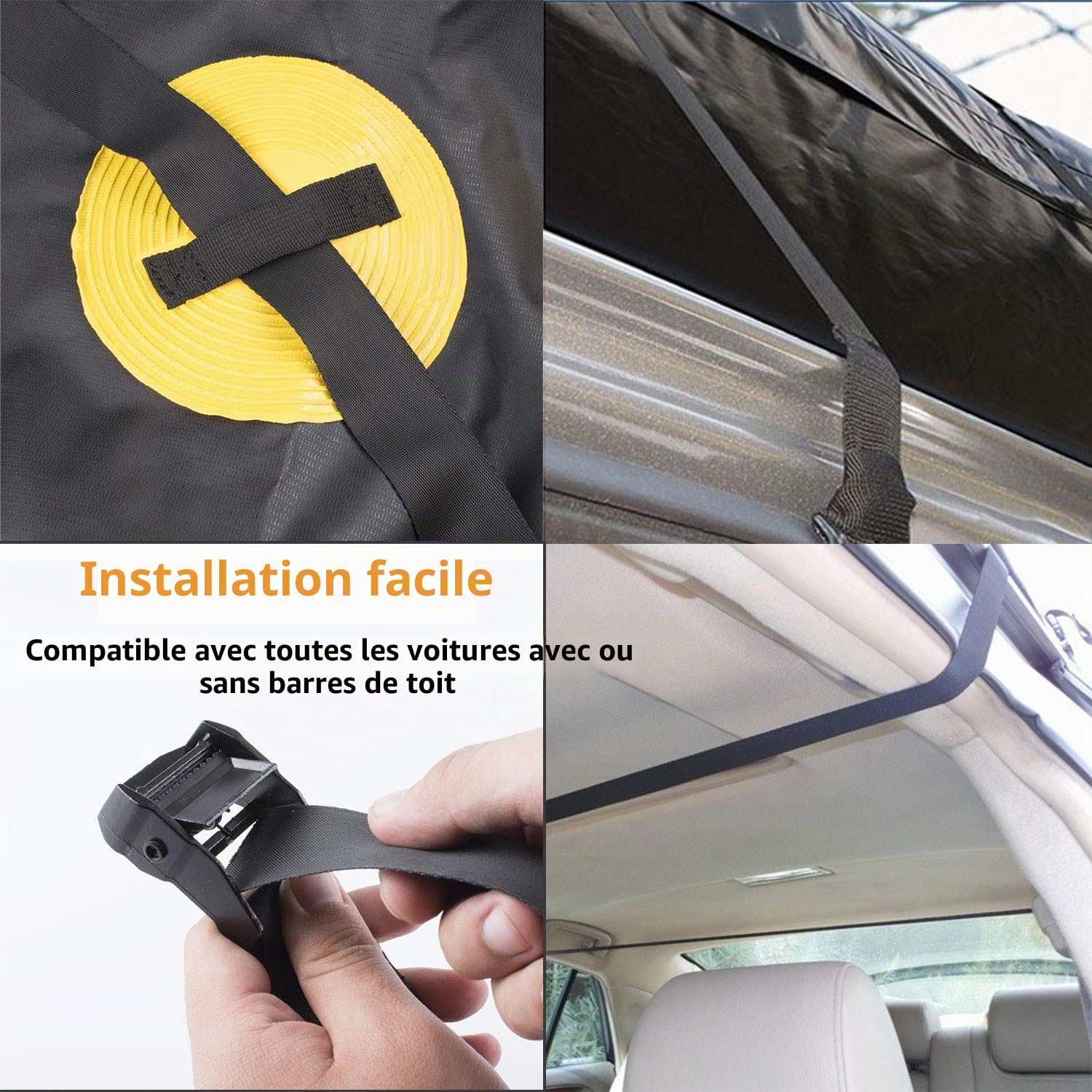 Sac de Toit, 425L Coffre de Toit Souple Pliable Etanche pour Toutes Les Voitures avec/sans Porte-Bagages, (RTUK-001)