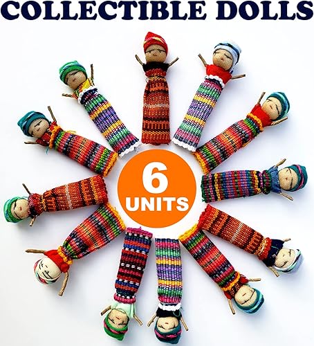 Miniatura 2 de 6 lindas muñecas de preocupación + 1 bolsa de tela de Guatemala gratis - Muñecas Guatemaltecas hechas a mano - Set - Guatemalteco - Guatamalen