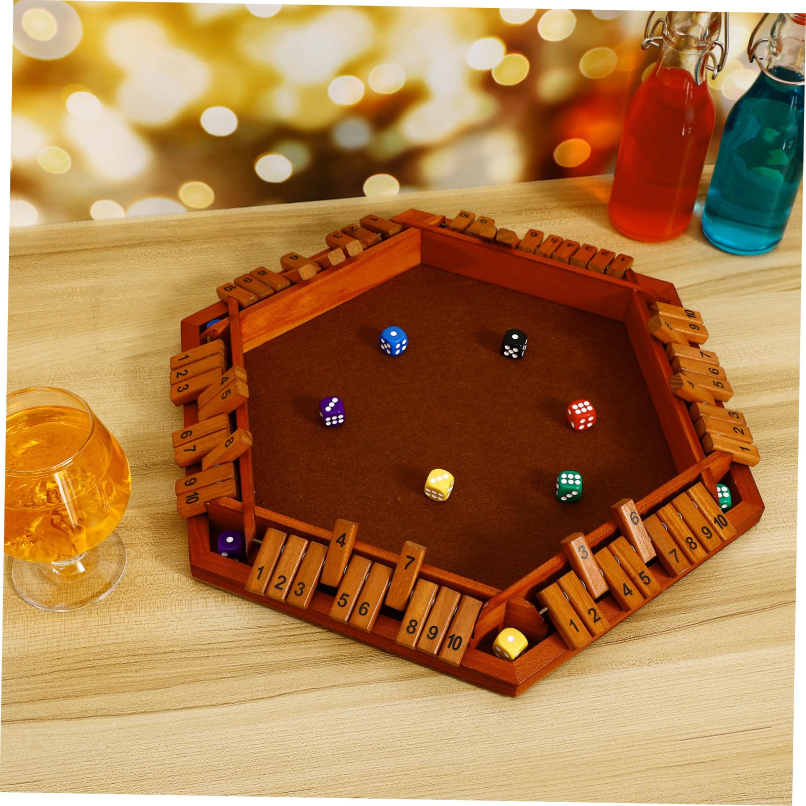 Gioco Chiudi la Scatola Gioco da Tavolo in Legno Dadi Tavola in Legno da Tavolo per Giocatori Adatto Feste in Casa e Riunioni di Famiglia